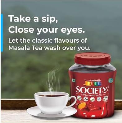 Society Society Tea Masala Chai | 250 g Jar | Pack of 2 | Made with Cardamom Ginger Cloves Black Pepper and Lemongrass | Classic Masala Tea