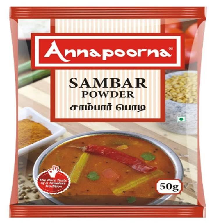 Generic ANNAPOORNA Sambar Powder 50 g | Pack of 5 | Total 250 g | The Taste that Unites | Handpicked Taste of Homemade Spice Products Since 1975