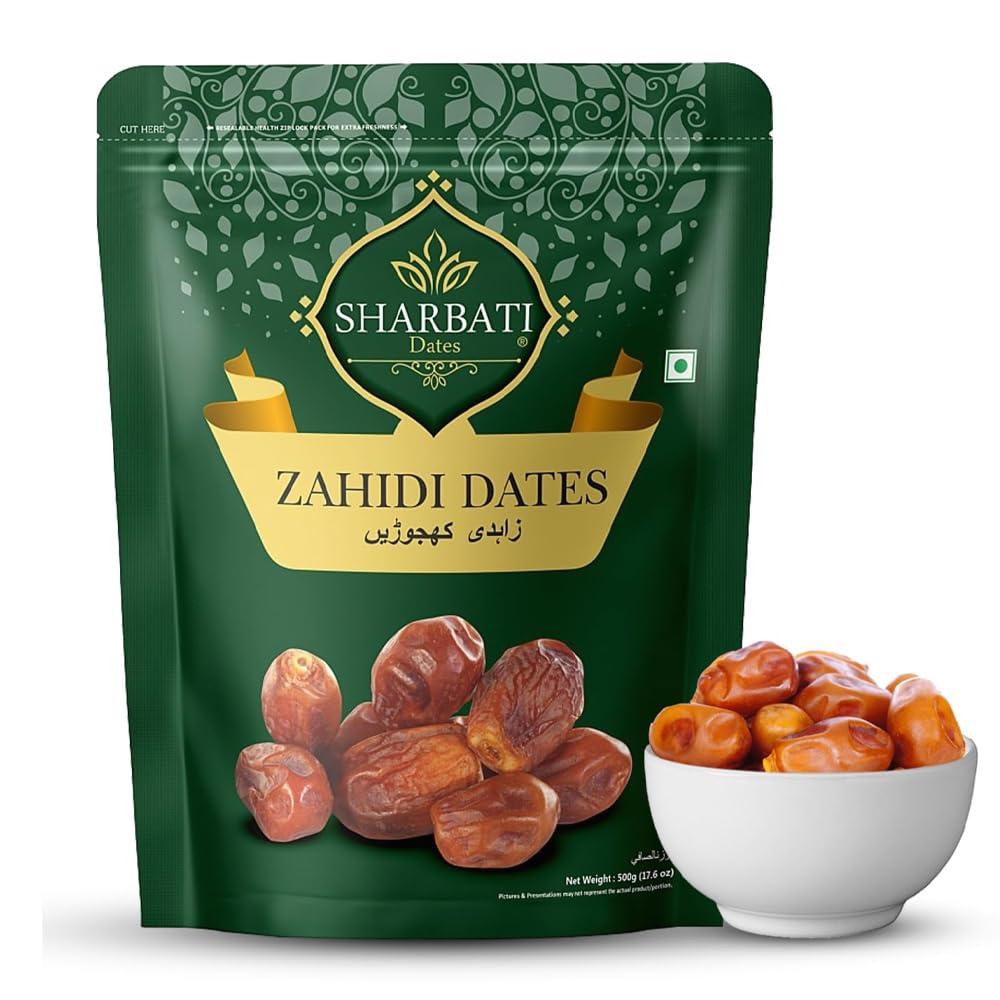Sharbati SHARBATI DATES Premium Zahidi Fresh Dates 500Gm With High In Fibre & Rich Source Of Iron | Gluten Free | No Preservatives |100% Vegan | Wet Khajoor | Khajur | Date Fruits