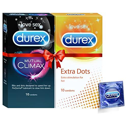 Durex Durex Mutual Climax Condoms - 10 Count & Durex Condoms, Extra Dots - 10 Count