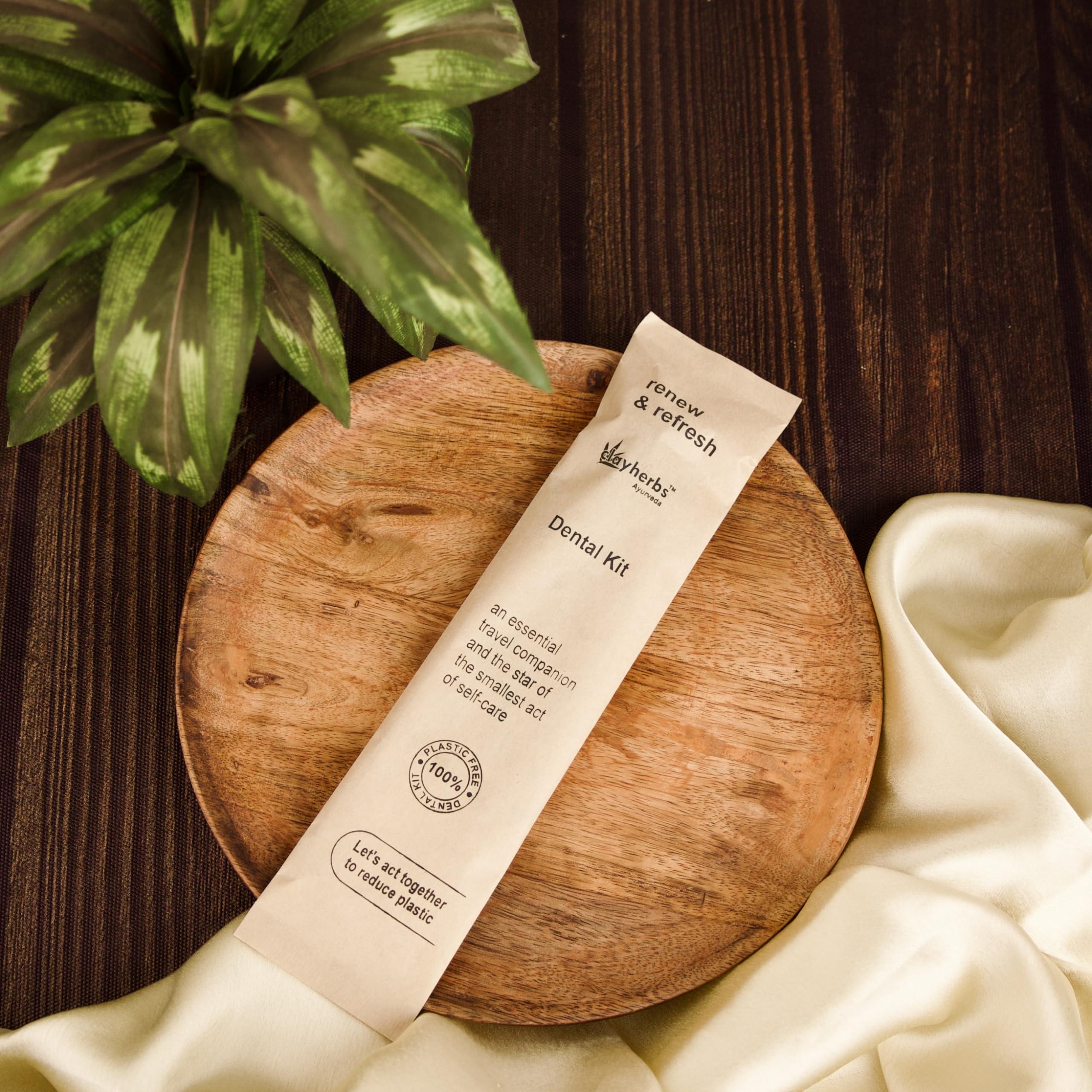 clayherbs Clayherbs (Pack-50) Sustainable Eco-Friendly Organic Bamboo Toothbrush and Toothpaste Sachet, Natural Flavor, Oral Care Biodegradable & Non-Toxic Hotel Dental Kit For Rooms