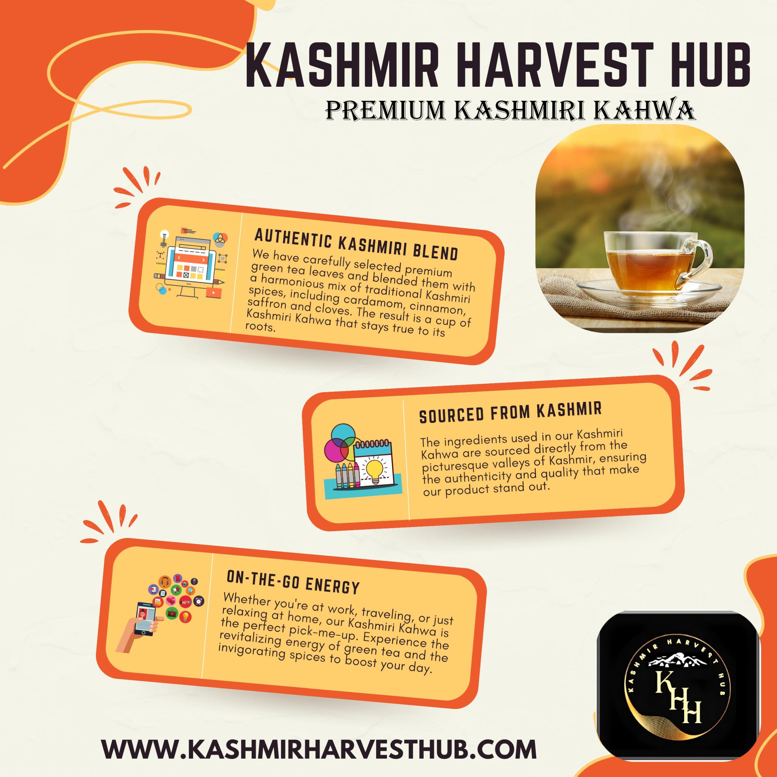 KASHMIR HARVEST HUB Kashmir Harvest Hub Kashmiri Shahi Kahwa (Qawah) | Instant Mix | Pure Herbal Tea | Detoxifies Body | Natural & Premium | Authentic -900g