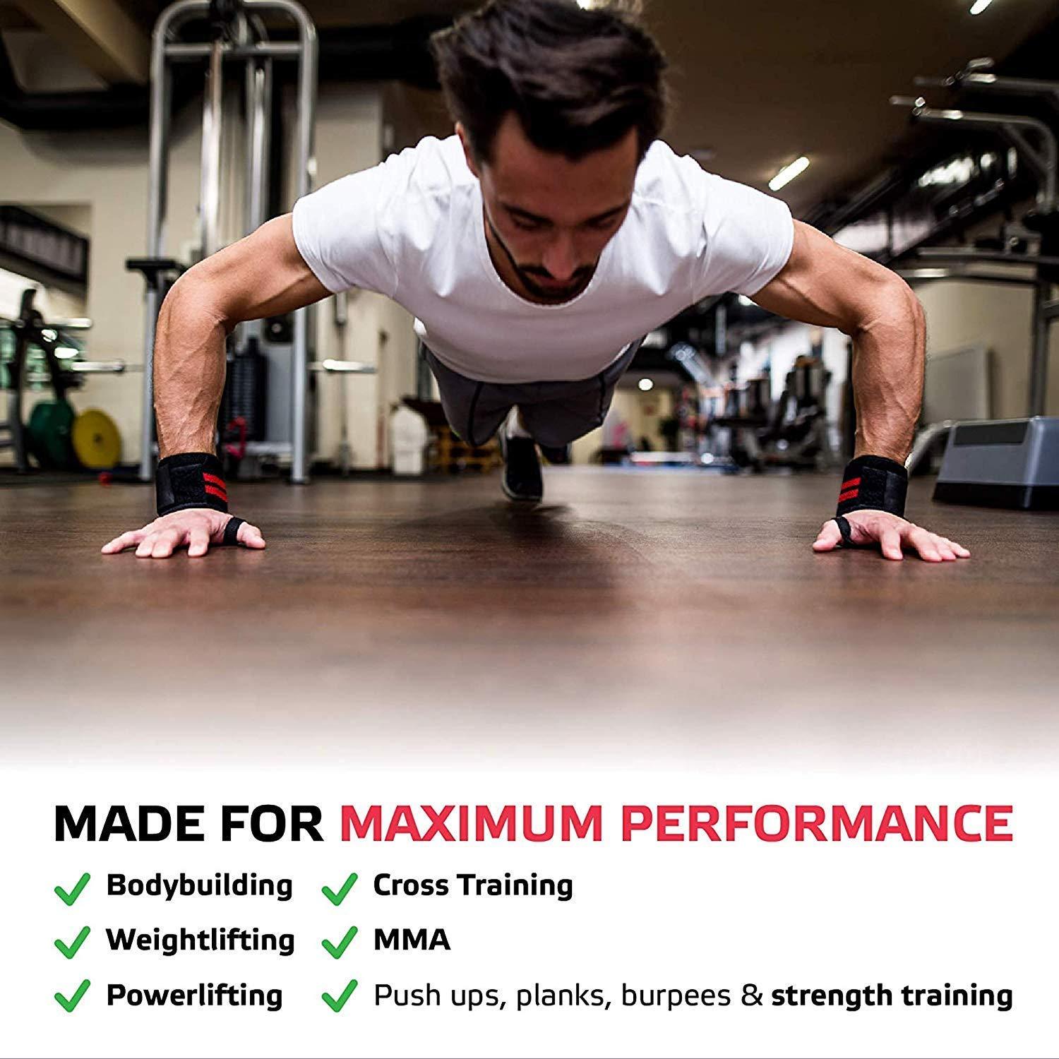 ALN ALN® Wrist Wraps for Weightlifting, Powerlifting, Gym, and Crossfit - Wrist Support Band for Men and Women, Pair with Thumb Loop