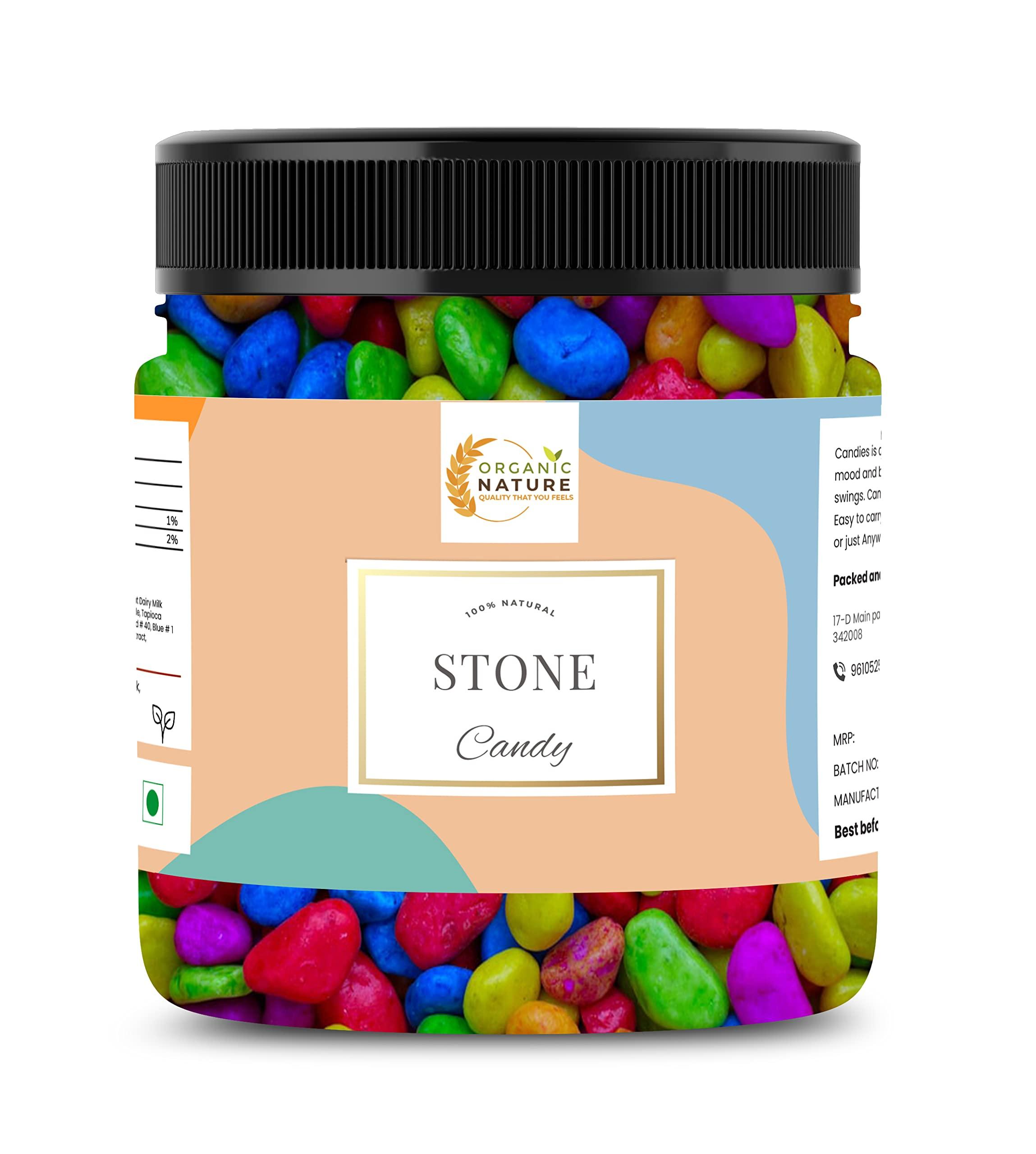 ORGANIC NATURE Organic Nature A Grade Rock Candy - Stone Candy - Milk Stone Chocolate - Rock Shape Chocolate Stone Candy 250 Gram(Jar Pack)