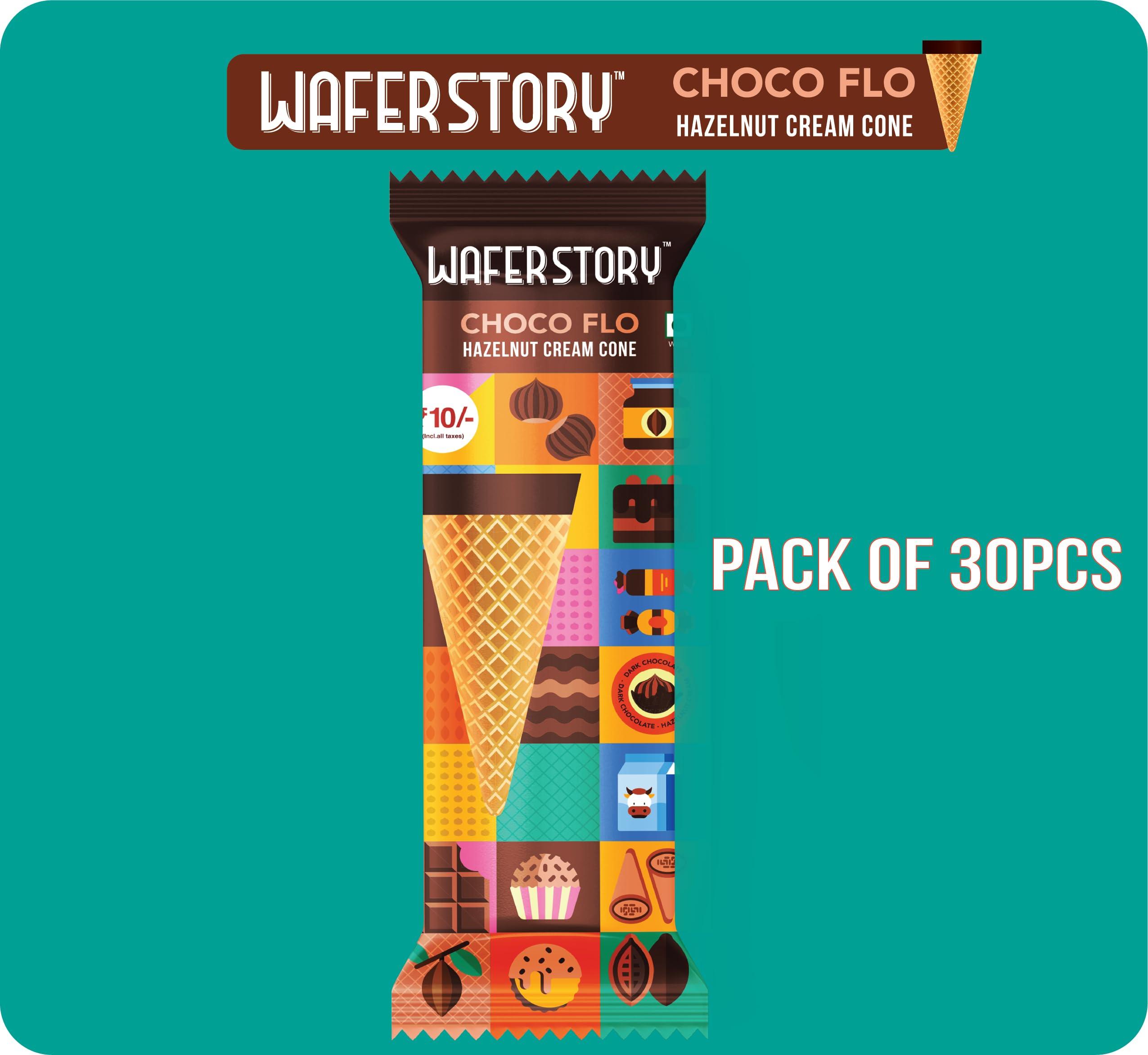 Wafer Story Wafer Story Choco Flo Cone | HazelWaffle cones (Pack of 30)