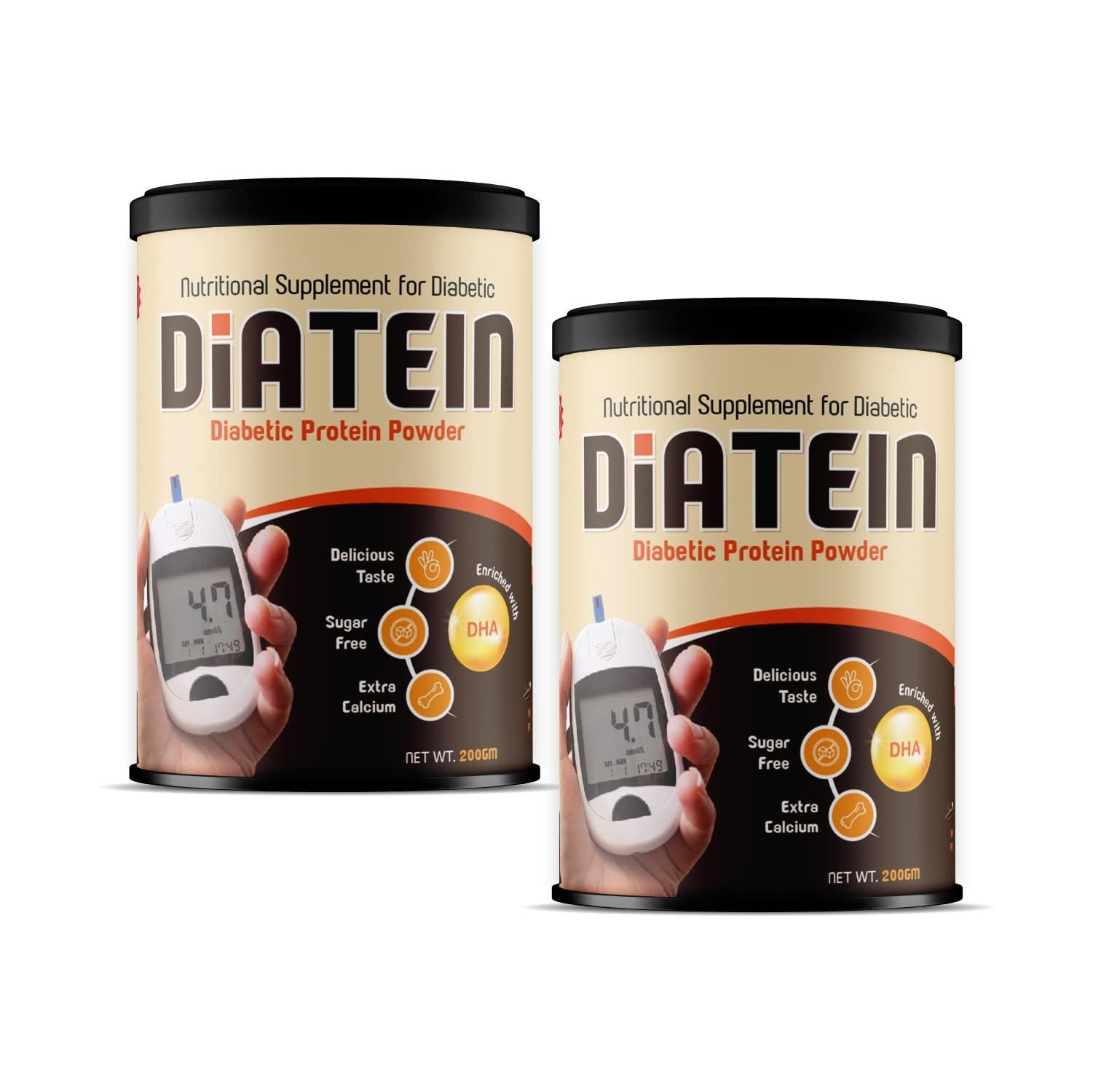 Delwis Delwis Diatein Powder - Diebetic Protein Powder - Vanilla Flavour With DHA - 400gm (Pack of 2)