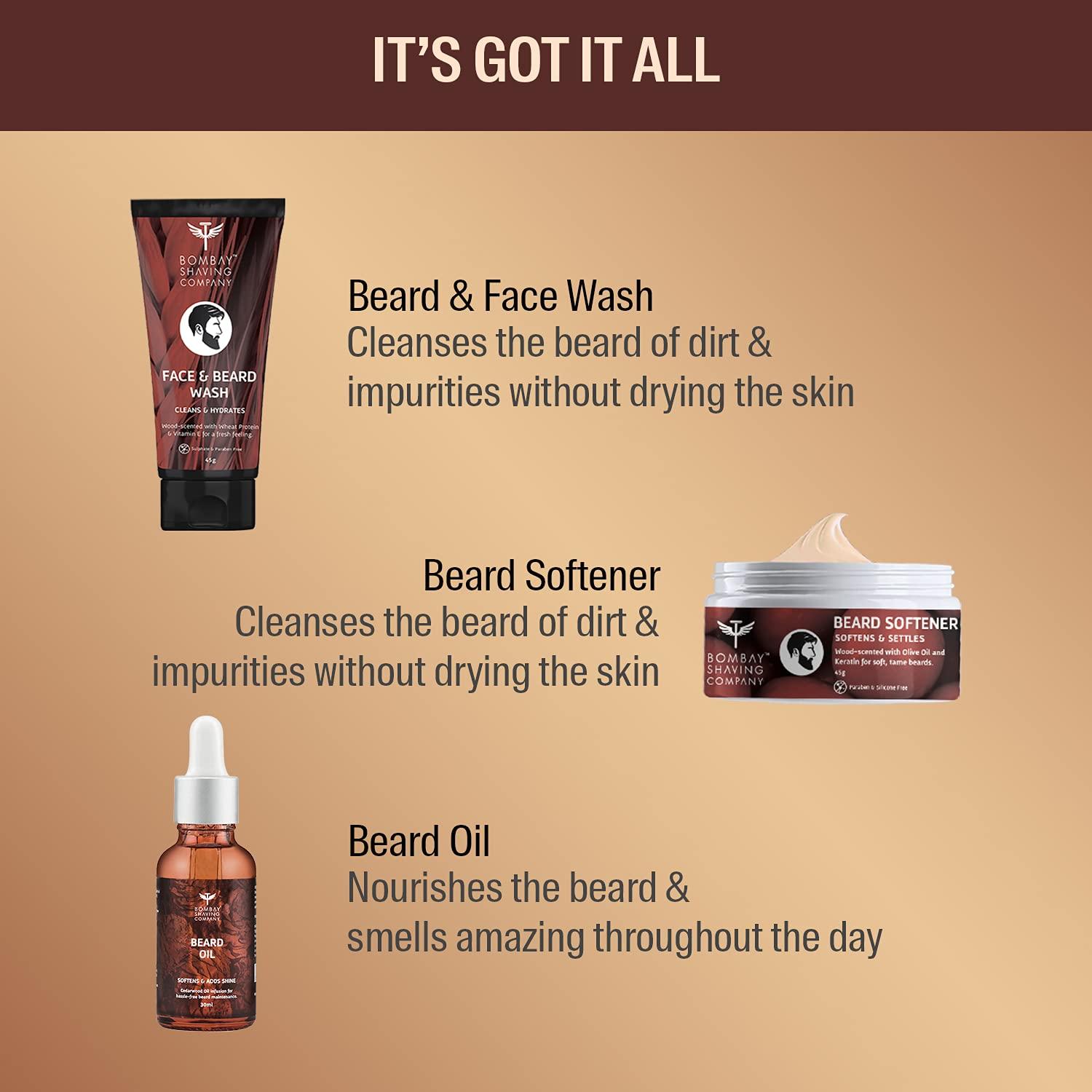 Bombay Shaving Company Bombay Shaving Company 6-in-1 Beard Grooming Kit for Men & Bombay Shaving Company Beard Growth Kit (Set of 3)