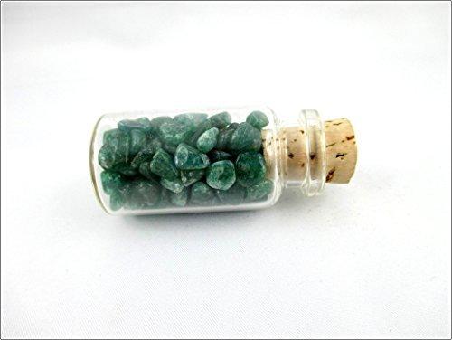 Jet International Crystal Jet Green Mica Chips Mini Glass Bottle Gemstone Reiki Chakra Balancing Holistic Spiritual