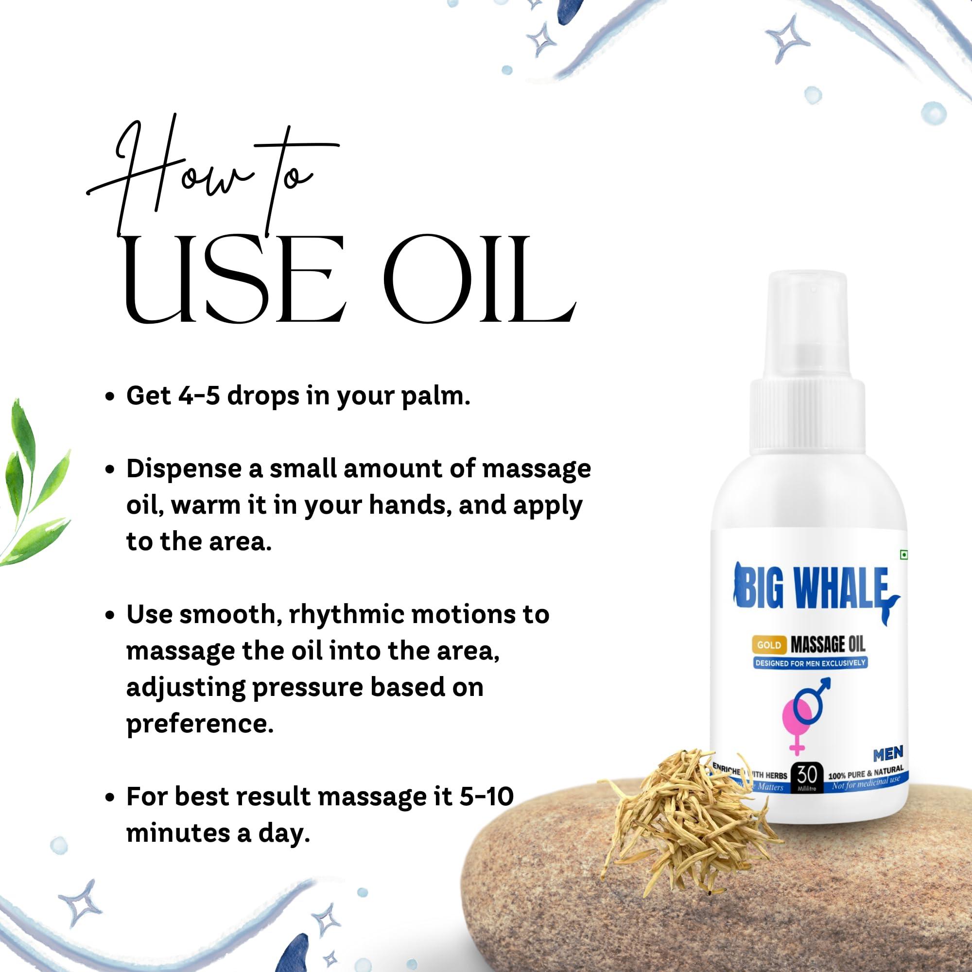 BIG WHALE Big Whale Lift Up Oil for Men - Ayurvedic Massage Oil for Strength, Vitality & Wellness - 100% Natural Ingredients, 30ml