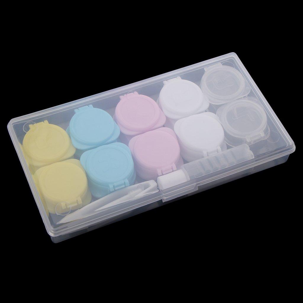 MERISHOPP MERISHOPP 5 Piece Clear Contact Lens Case Set Travel Cleaner Washer Holder Storage Box