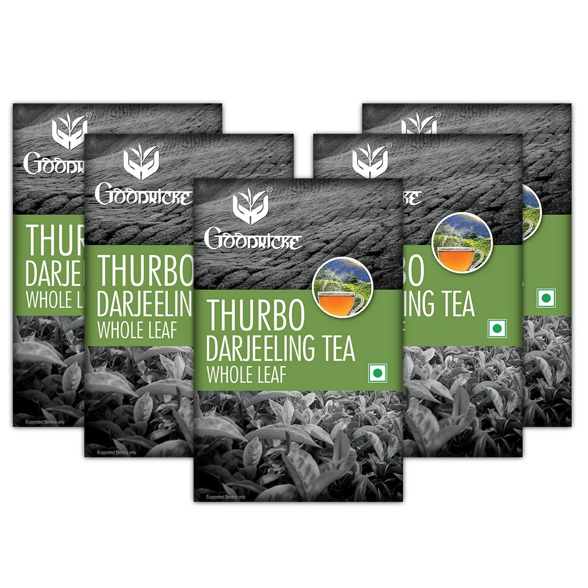 GOODRICKE GOODRICKE Thurbo Darjeeling Tea - 250 gm, (Pack Of 5) | Single Estate | 100% Pure & Original Darjeeling Long Leaf Tea | Enticing Colour & Superior Taste | Iresistible Aroma
