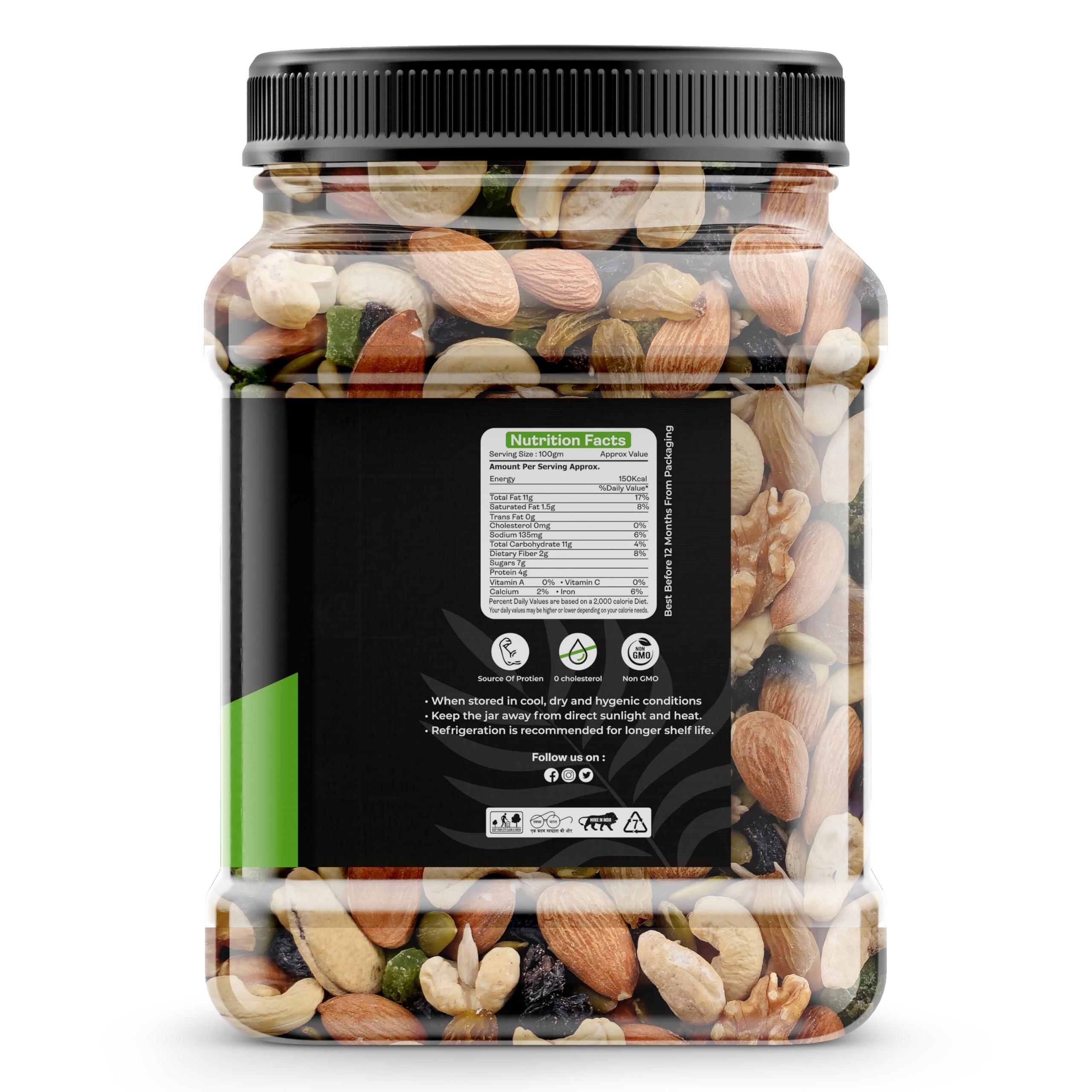 GRANIC FARMS GRANIC FARMS Premium Mix Dry Fruits 1Kg Healthy Nutmixed With Almonds Cashew Kishmish Anjeer Apricot Black Raisins Dried Kiwi Nuts And Dry Fruits Power Packed&Crunchy Snack Mix Dry Fruit 1Kg