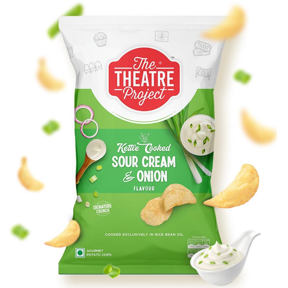 THE THEATRE PROJECT The Theatre Project Kettle Cooked Chips, Sour Cream & Onion Chips, Potato Chips, Combo Pack of 5 Pouch, 410g