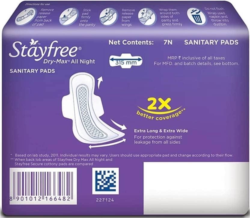 Stayfree STAYFREE best Dry Max all Nights 14+14+7 Pad Sanitary Pad (Pack of 35)