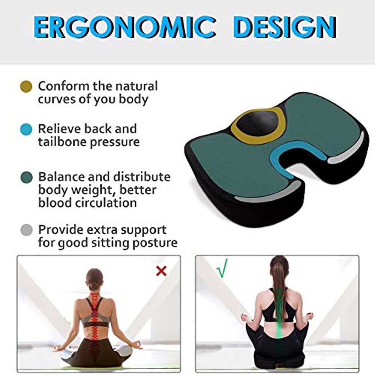 SARTE SARTE Car Seat Cushion Thigh Support for Car Seat Long & Comfortable Drive U-Cut Out Seat Cushion for Car Driving Seat Memory Foam Chair Cushions for Office Chair & Wheelchair (L-Size, Mesh Black)