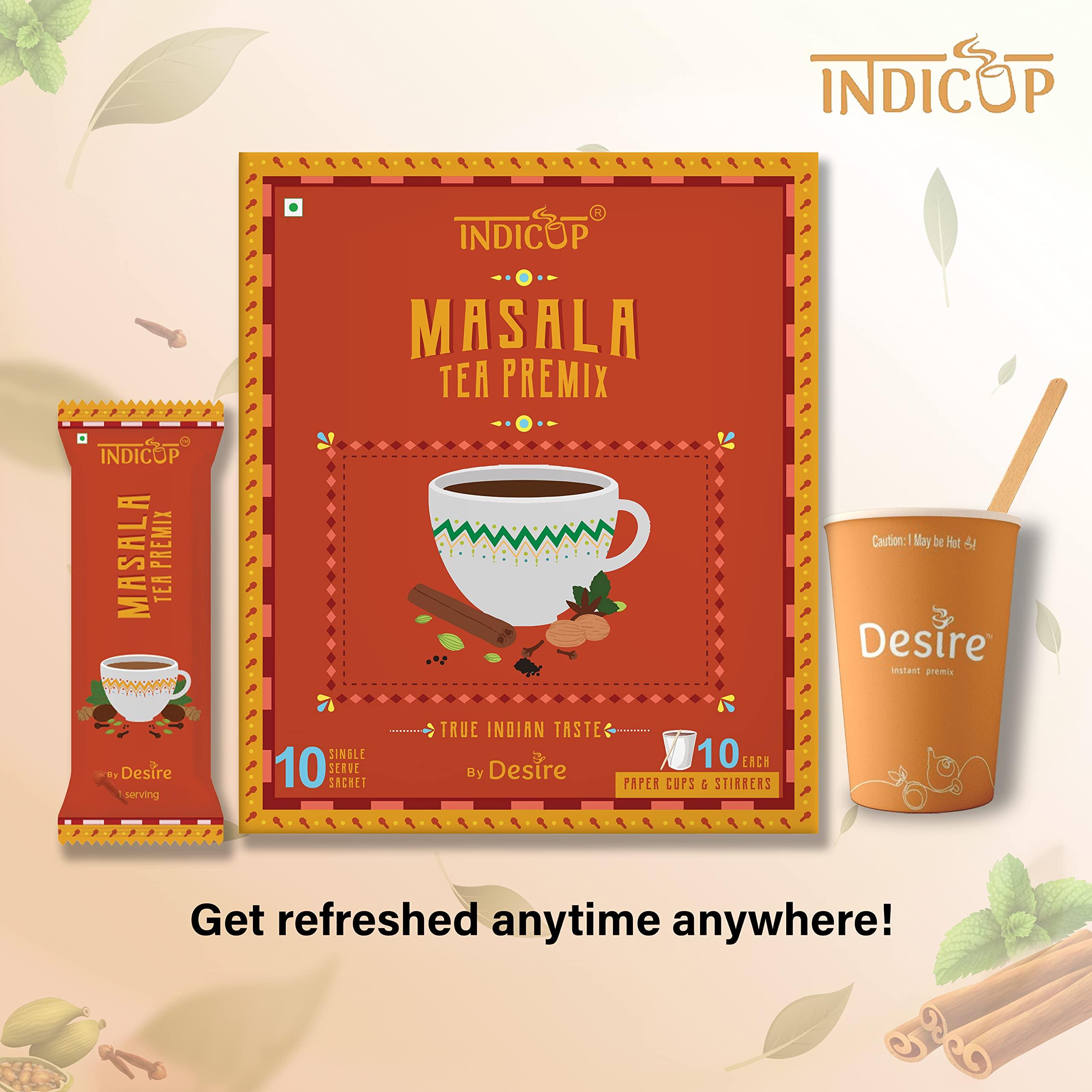 INDICUP Indicup Masala Tea Instant Premix, Pack of 2-20 sachets (280gms), Instant tea mix, Refreshing taste