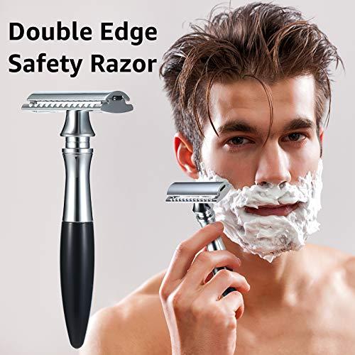 Qnotici Double Edge Safety Razor Butterfly Open Mens Shaving Razor Classic Manual Shaver for Men Face Cleaning