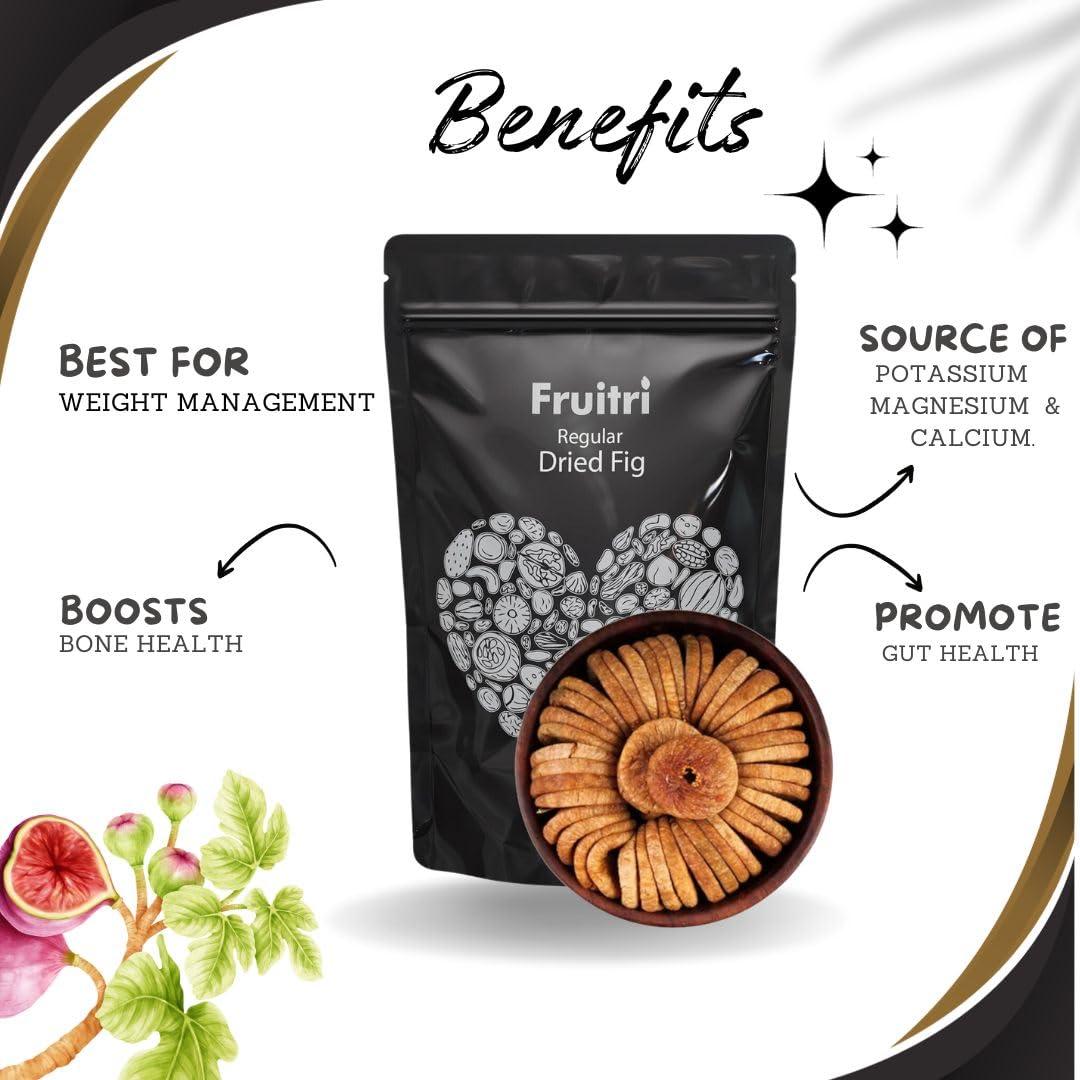 Fruitri Fruitri Regular Sun Dried Fig, Vacuumed Pack Afghani Anjeer, Medium Size, 400Gram