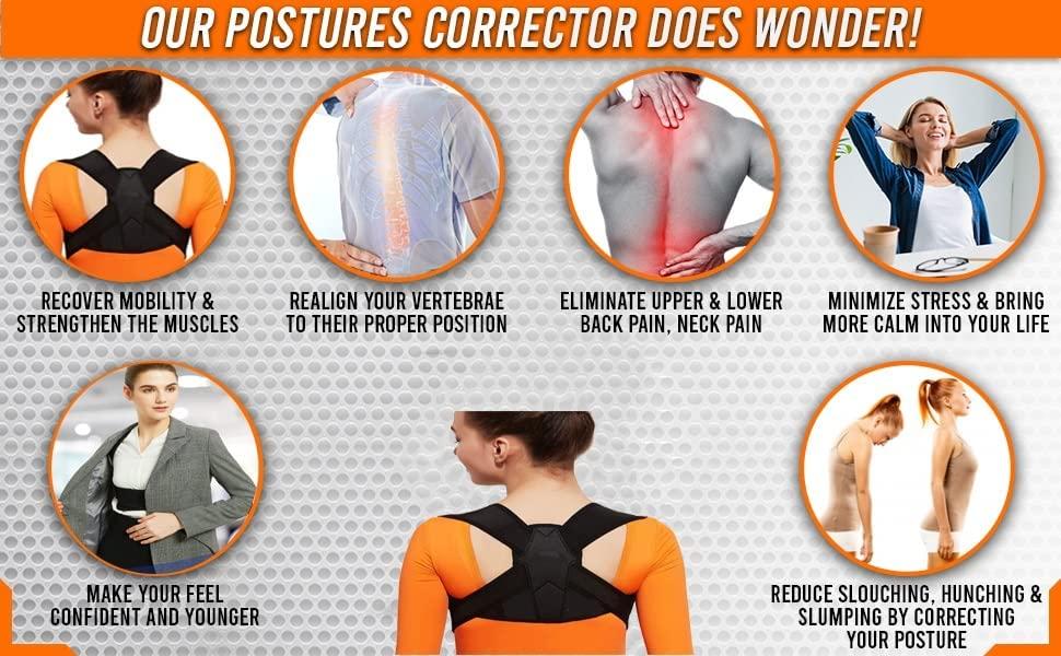 DEALBUTH DEALBUTH Premium & Adjustable Upper Back Brace Posture Corrector For Clavicle To Support Neck, Back and Shoulder & Best Device to Improve Bad Posture For Men & Women (Free Size)