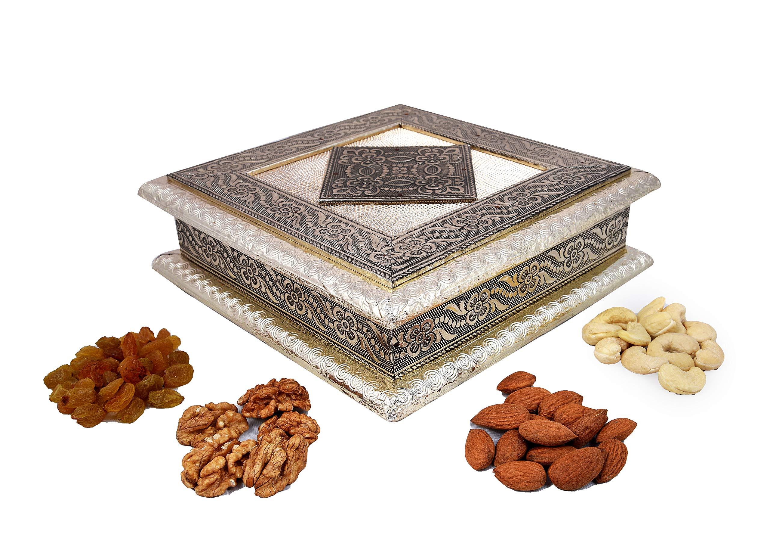 MANTOUSS MANTOUSS Pongal/Makar Sankranti Oxidised Dry Fruit Hamper/Pack/Combo-Cashew,Almond,Walnut and Raisin (100gms Each) 400gms + Haldi Kumkum