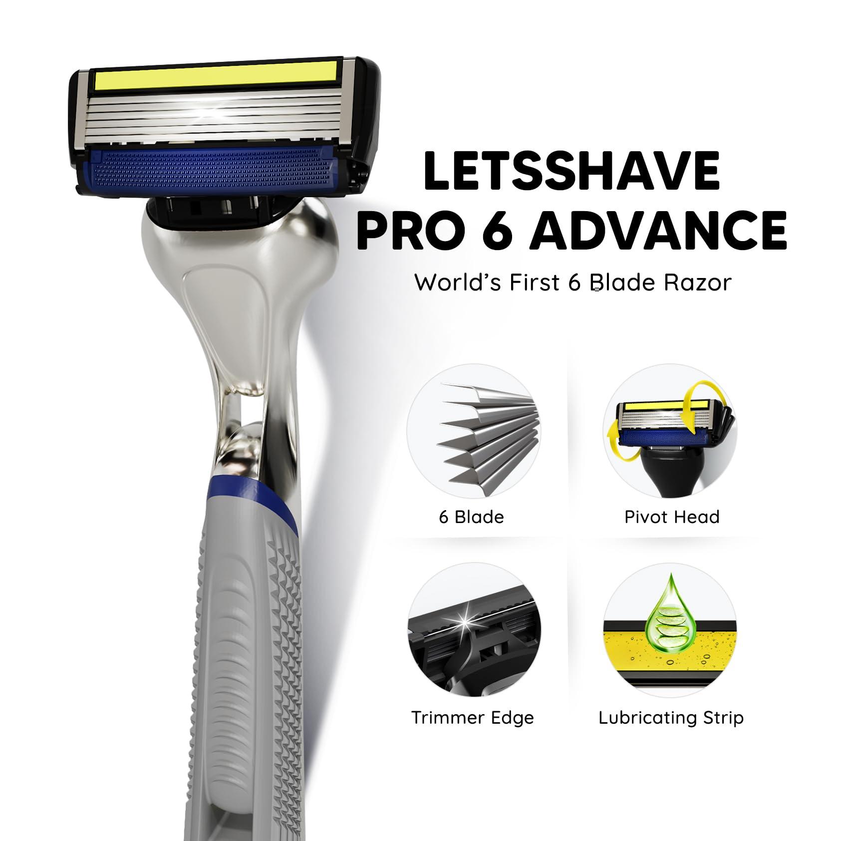 LetsShave LetsShave Pro 6 Advance Manual Shaving Razor for Men, 1 Razor + 1 Shave Foam, Razor for Men, Face & Shaving Razor
