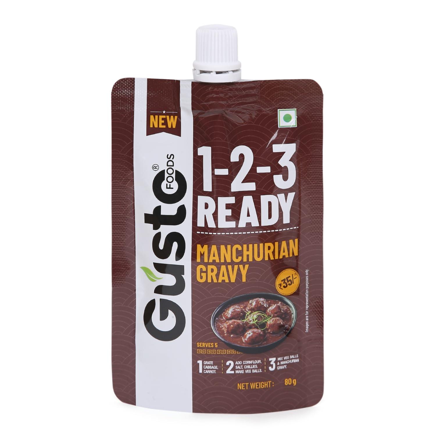 Gusto Foods Gusto Foods Ready to Cook Manchurian Gravy - 480gm Pouch (Pack of 6)| Indo-Chinese Gravy | Resturant like Chinese at Home | Ready to Cook in 3 Easy Steps | Gravy or as even Dip/Chutney