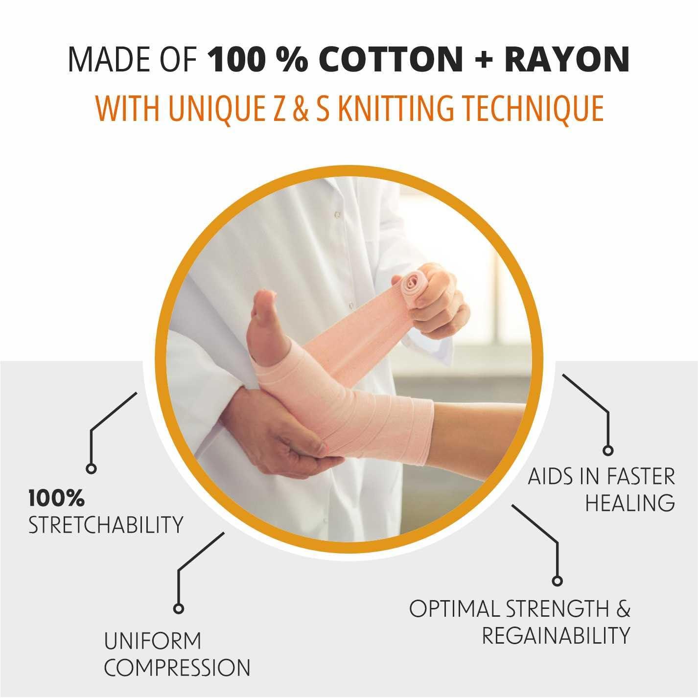 Top Crepe TopCrepe Cotton Crepe Bandage (Width 8 cm x 4 m Stretch Length) | Pain Relief for Sprains and Strains in Joints and Muscles | Pack of 1