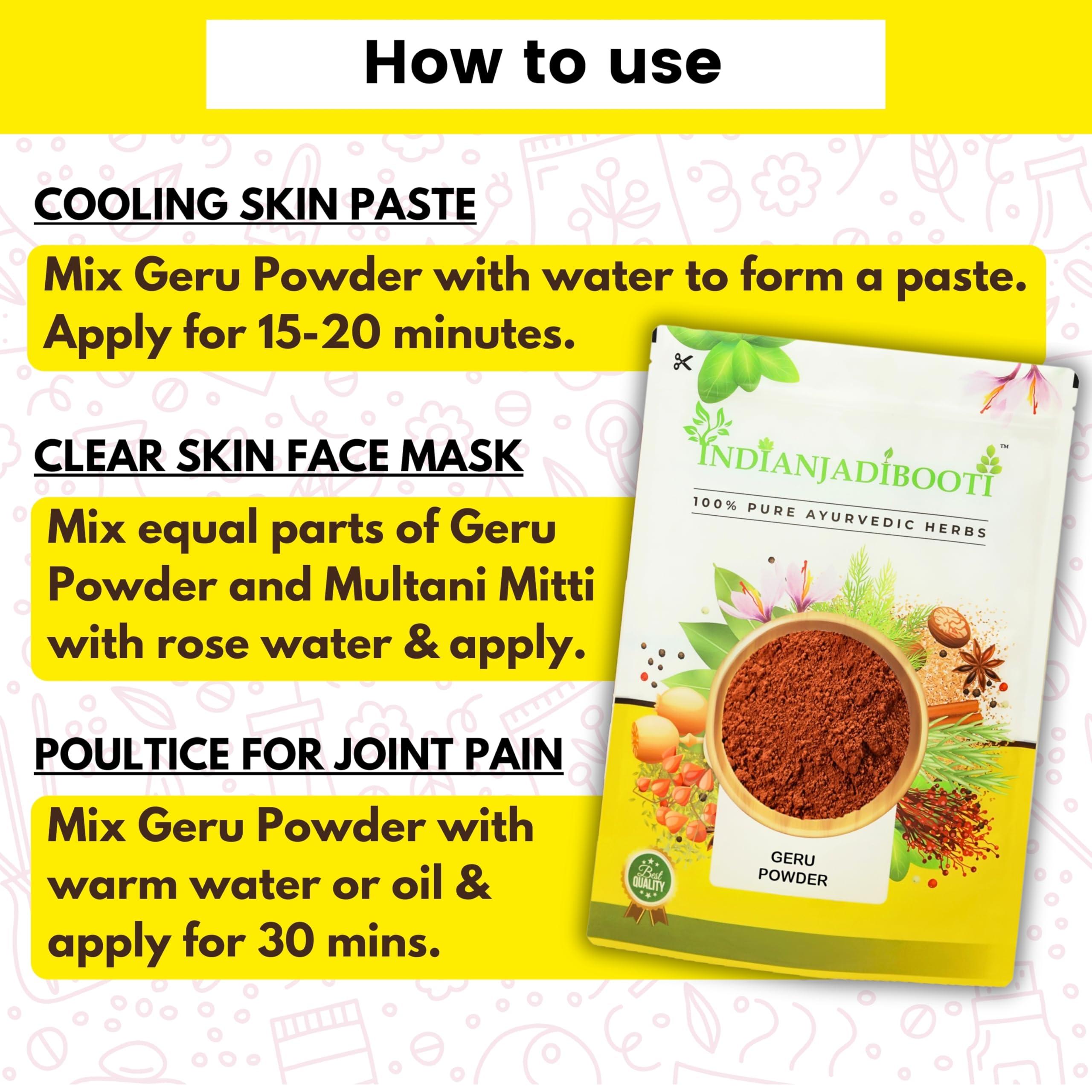 IndianJadiBooti IndianJadiBooti Geru Powder - Red Ochre Powder, 100 Grams