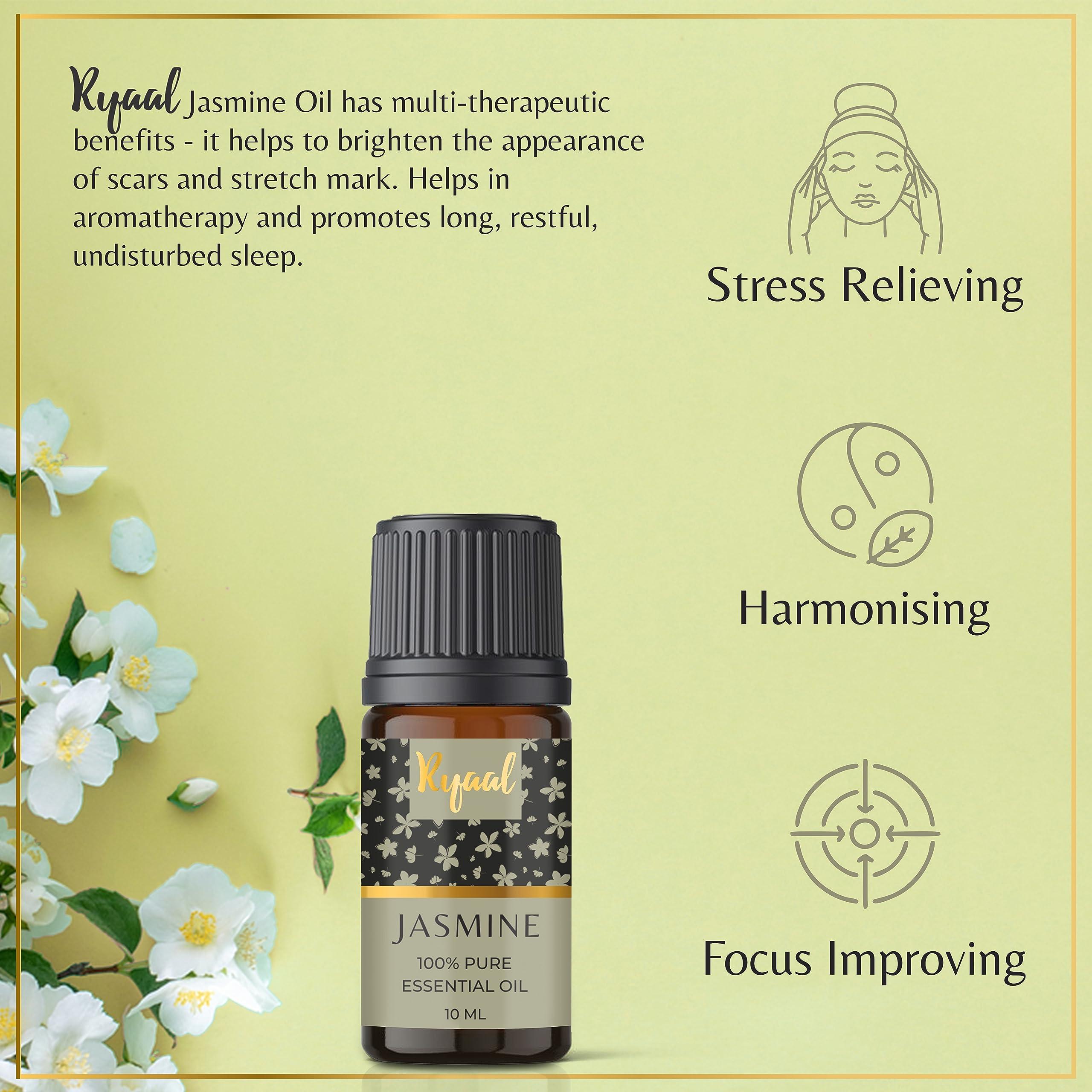 Ryaal Ryaal Essential Oils Rosemary, Tea Tree, Lemon, Rose, Lavender, Jasmine, Orange, Cinnamon & Sandalwood | Skin, Face, Hair, Diffuser & Aromatherapy | 9 in 1 Combo Pack 100% Pure & Natural 10 ml each