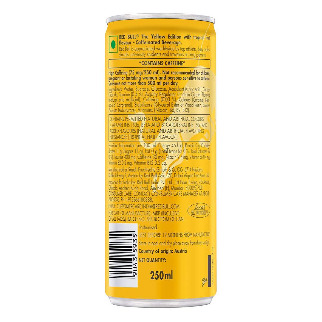 Red Bull Red Bull Yellow Edition-Tropical Fruit Flavor (250 Ml)-Pack Of 24,Vegetarian