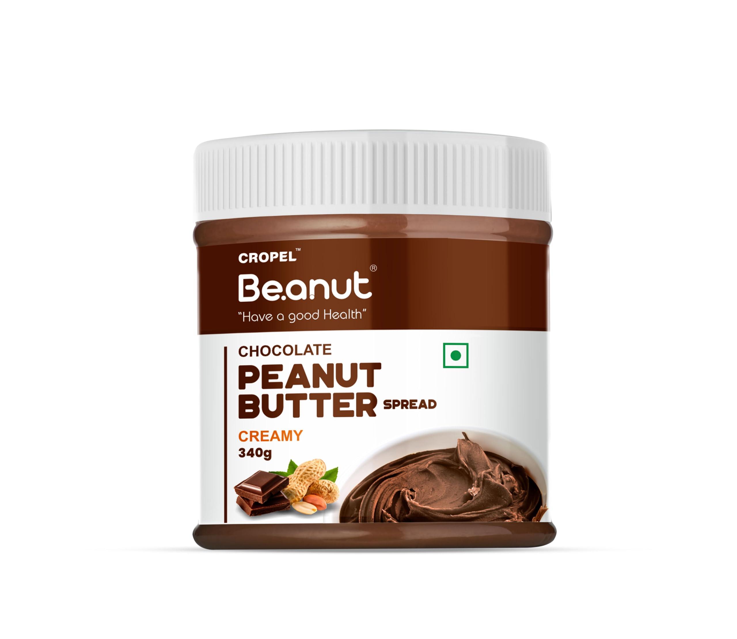 Beanut Beanut Chocolate Peanut Butter Creamy - 340gm | Classic Peanut Butter with Rich Fiber | Non-GMO, Gluten Free, Vegan & Cholesterol Free