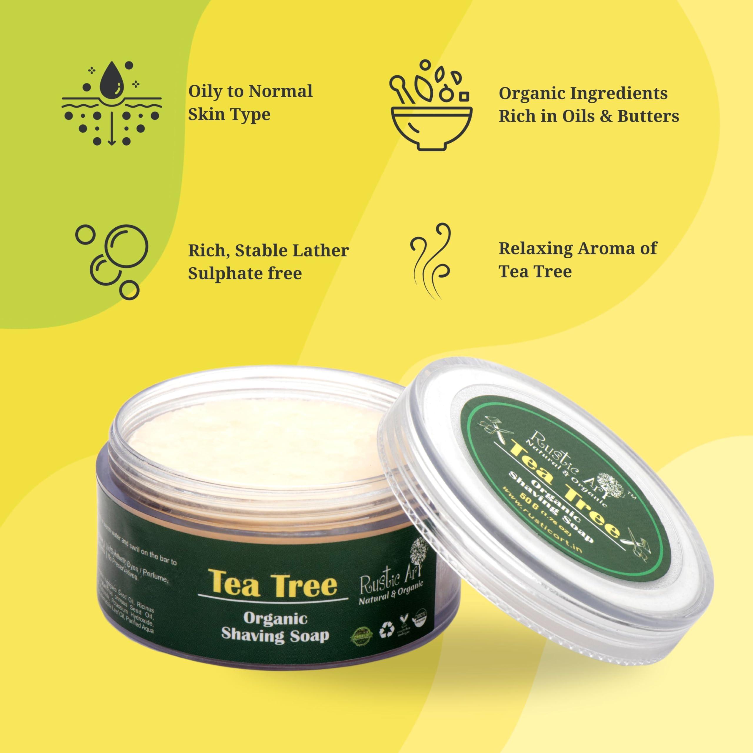 Rustic Art Rustic Art Organic Shaving Soap (Tea Tree + Tea Tree Gel Combo)