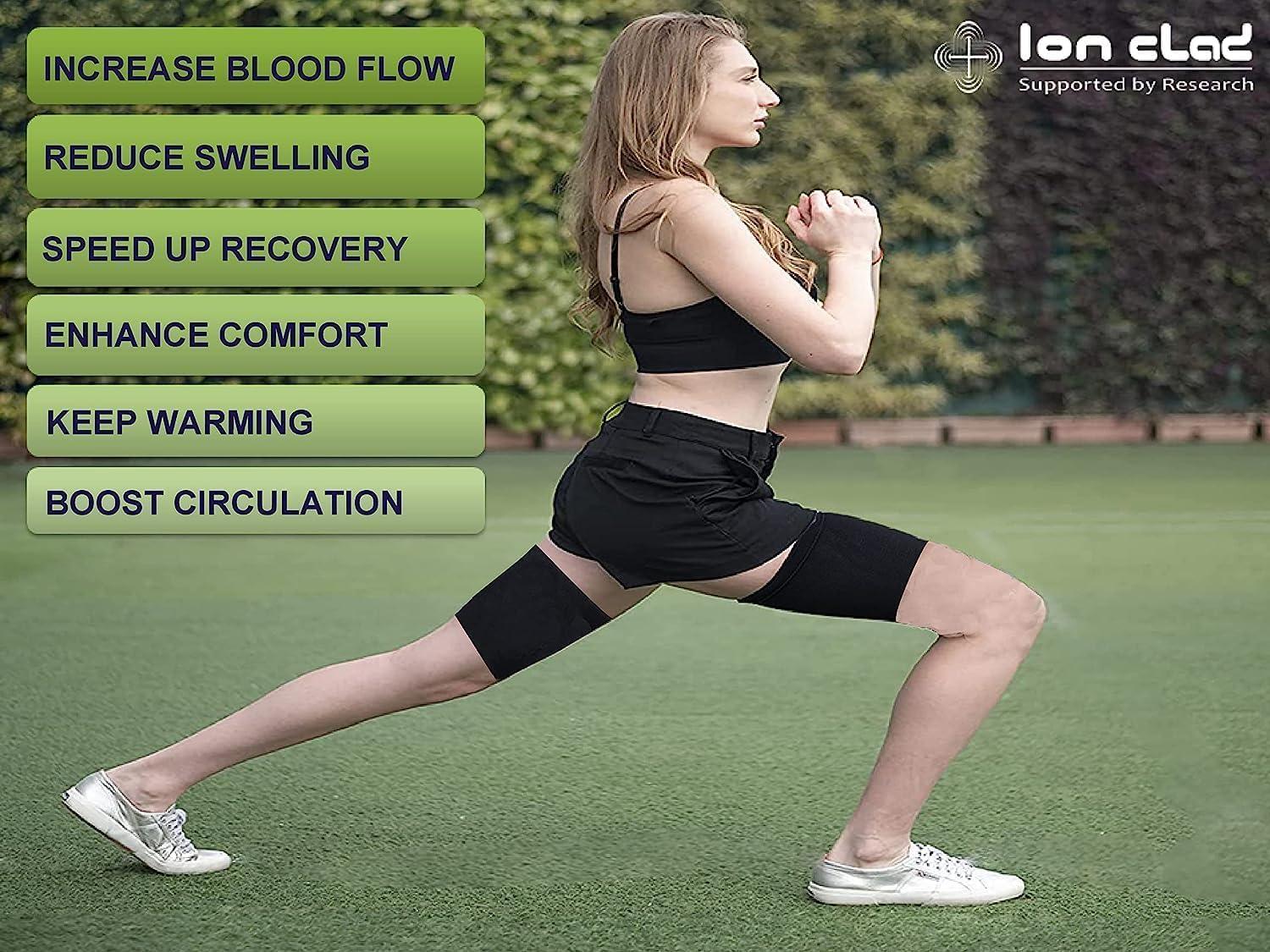 Ion Clad Ion Clad Copper Compression Adjustable Thigh Sleeve - Hamstring Quad Wrap.Support for Pulled Groin Muscle, Sprains, Tendinitis, IT band. Workouts, Pain Relief & Recovery Brace - Unisex(Pair) (L)