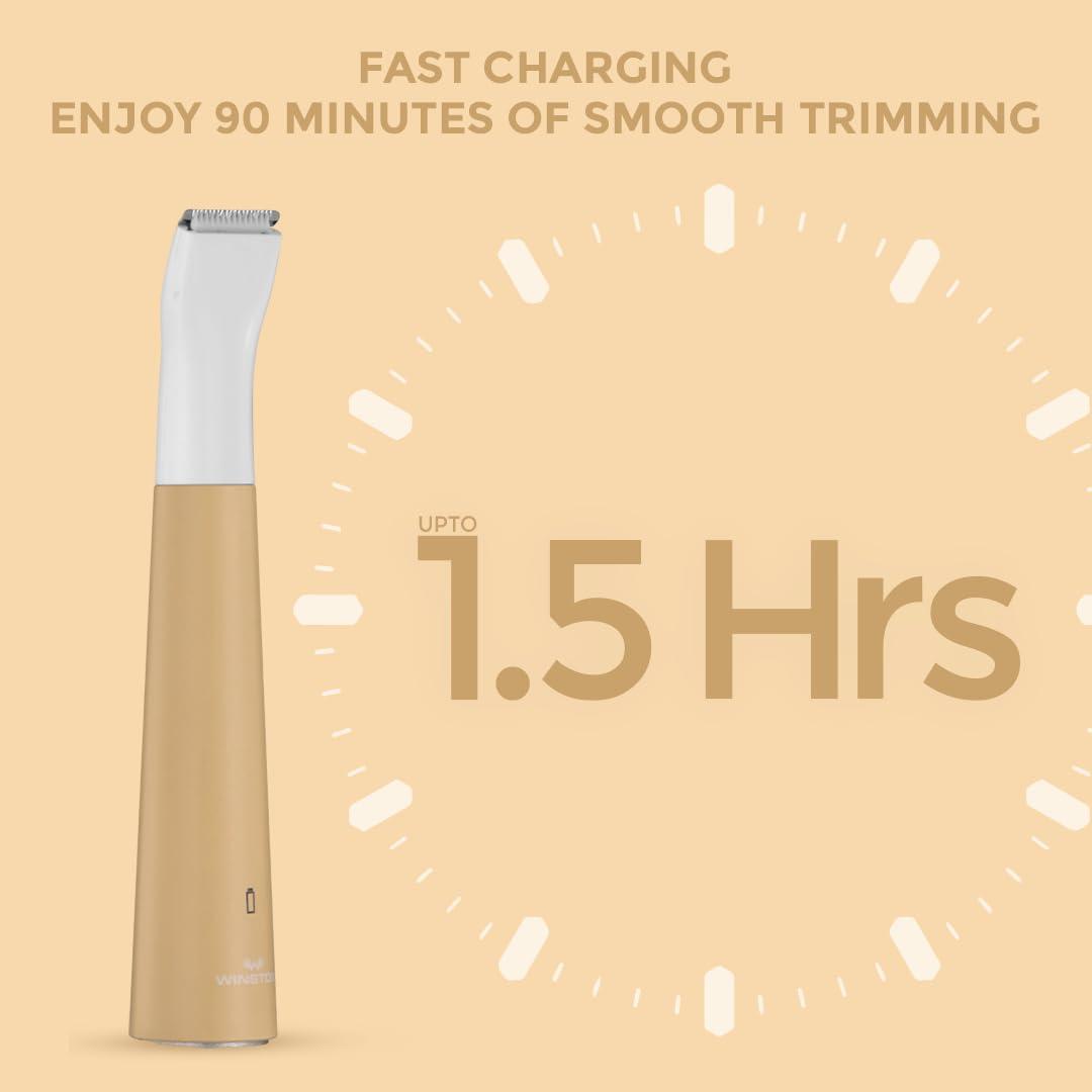 WINSTON Winston Rechargeable Electric 3-in-1 Full Body and Bikini Trimmer for Women - 90 Min, Safe for Sensitive Area, Multi-Grooming Eyebrow Trimmer, Body and Bikini Trimmer - 1-Year Warranty