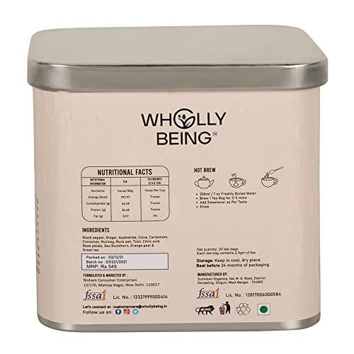 Wholly Being Wholly Being - Detox Kahwa Tea with for skin glow and gut detox with Nutmeg, Sea Buckthorn, Rose Petals, Orange Peels(20 tea bags)