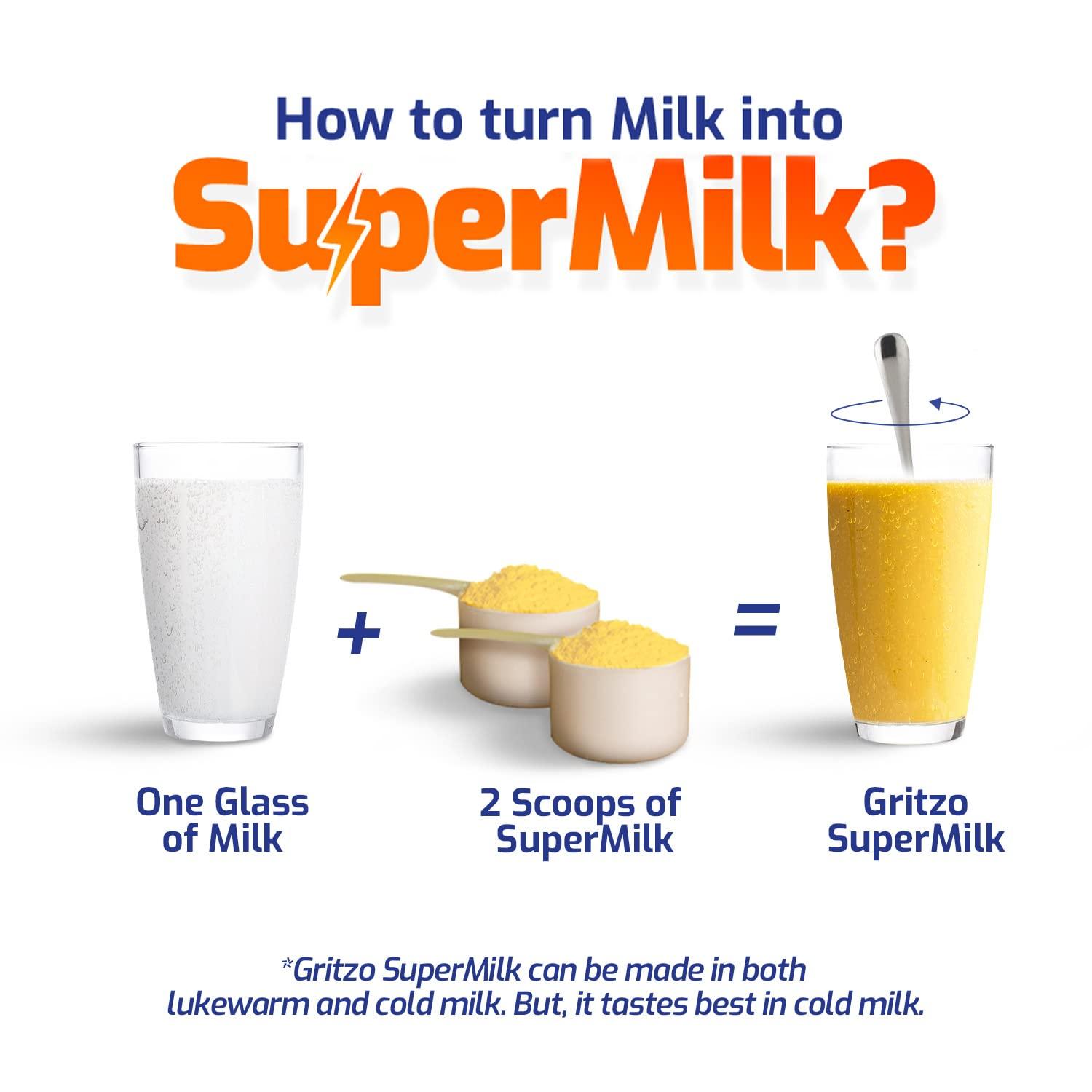 Gritzo Gritzo Supermilk Daily Nutrition Powder (8-12Y Young Athlete)-Mango Delight, 400G|9G Protein With Zero Refined Sugar