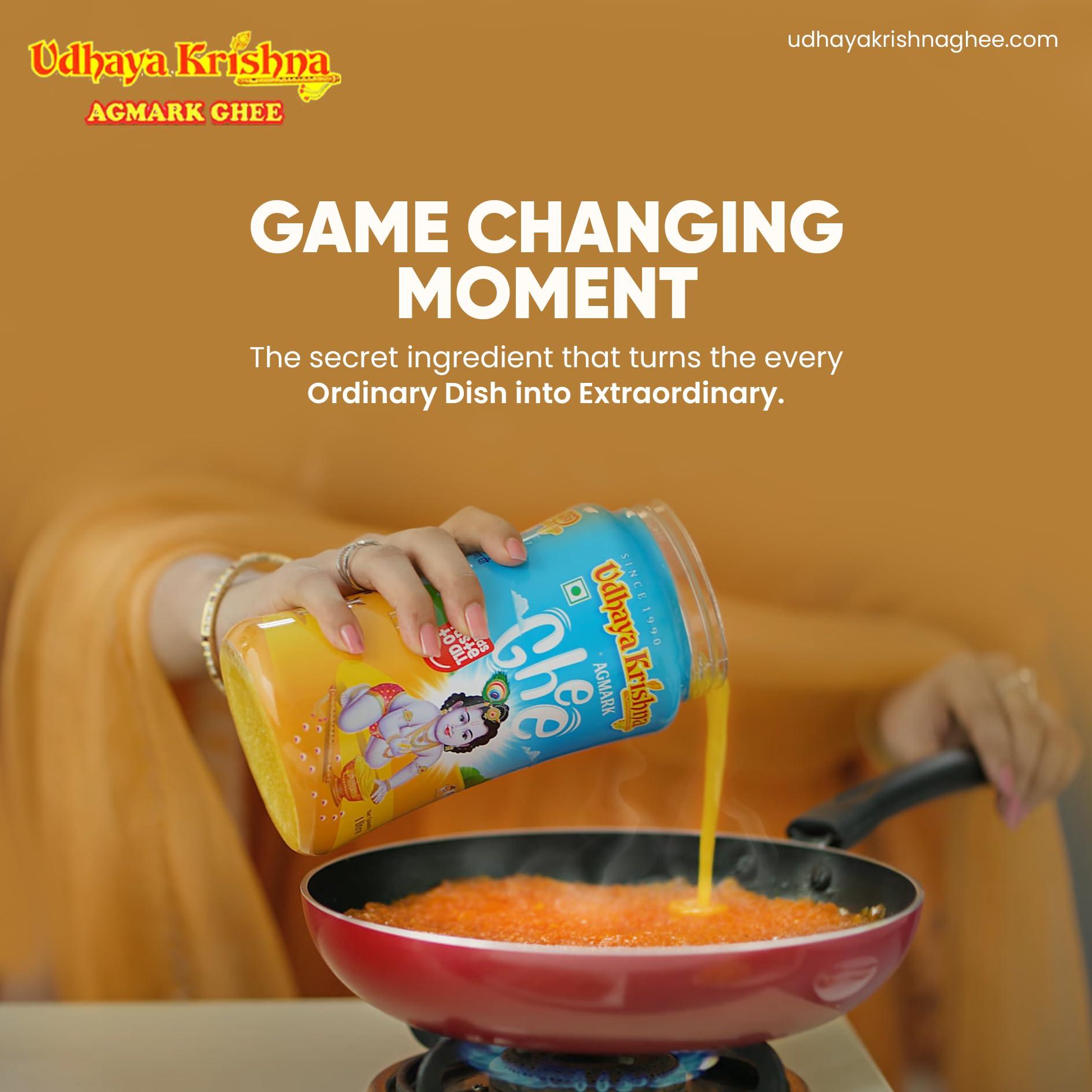 Udhaya Krishna GHEE Udhayakrishna Ghee 500ml (Pack of 1) | Authentic and Traditional Ghee, Rich in Aroma and Flavor, Pure and Natural Ghee Perfect For Traditional Recipes