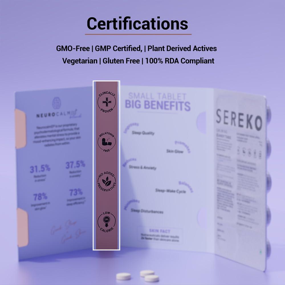 Sereko Sereko Calming Candy Tabs Supplements, Improve Quality Sleep, Reduce Stress Levels, Mood Swings & Enhance Overall Skin Health for Women & Men | Non - Addictive 10 Tablets