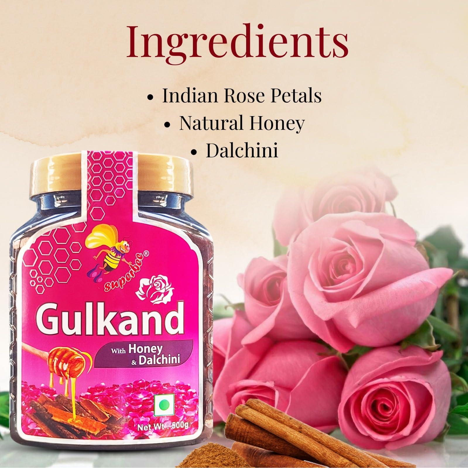 Super bee Superbee 100% Natural Gulkand with Honey and Dalchini (Cinnamon) 500gm