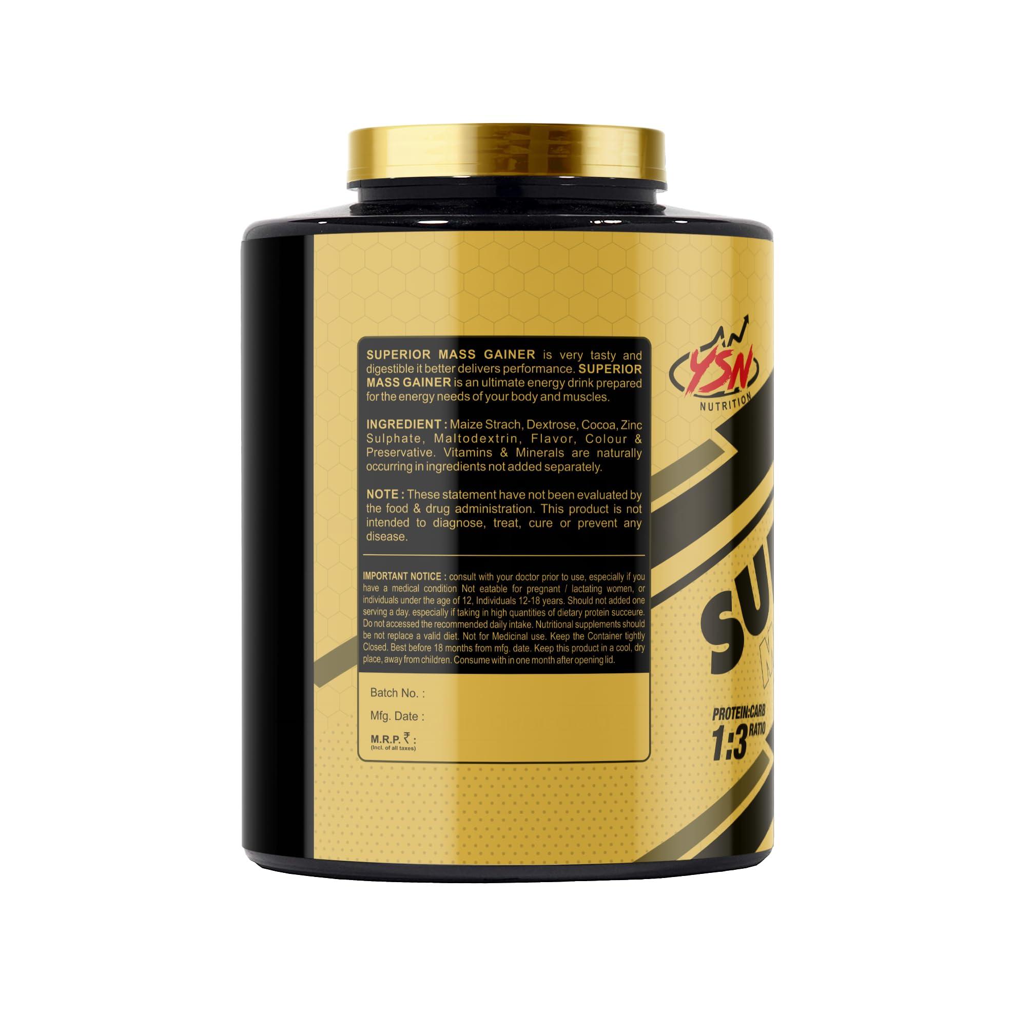 YSN NUTRITION Ysn Nutrition Superior Mass Gainer | Protein Powder Supplement for Men & Women (Strawberry)