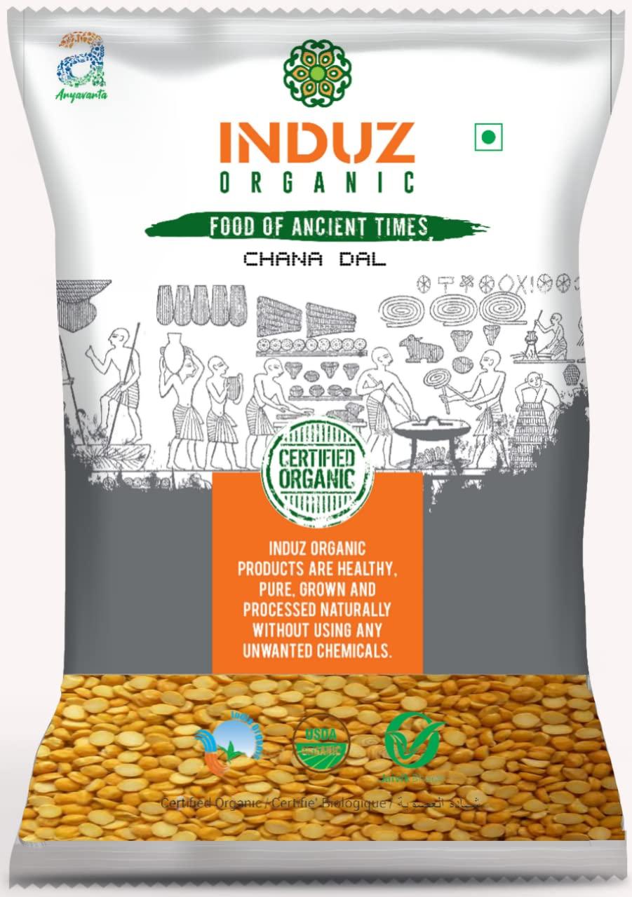 INDUZ ORGANIC Induz Organic Chana Dal, 1kg | Bengal Gram Dal, Unpolished Chana Dal | Natural Organic Pulses