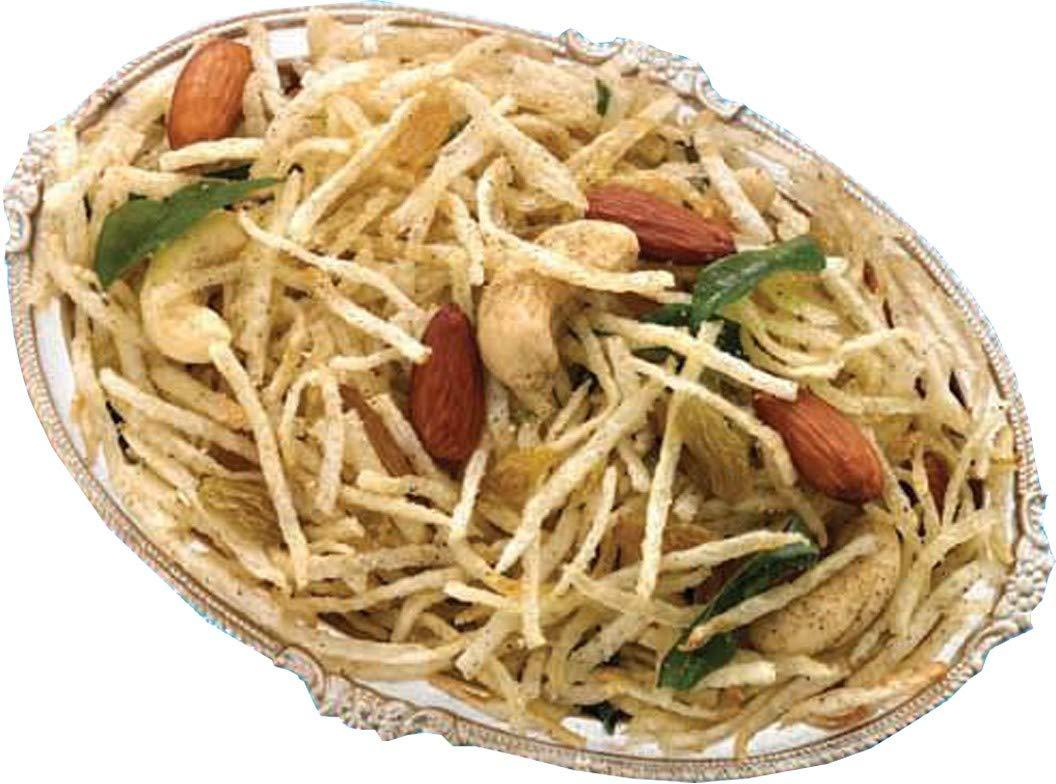 Anand Enterprises Anand Badam Lacha - Crunchy Fried Potato Strips with Almonds, Raisins and Cashew, 200g (Pack of 2)