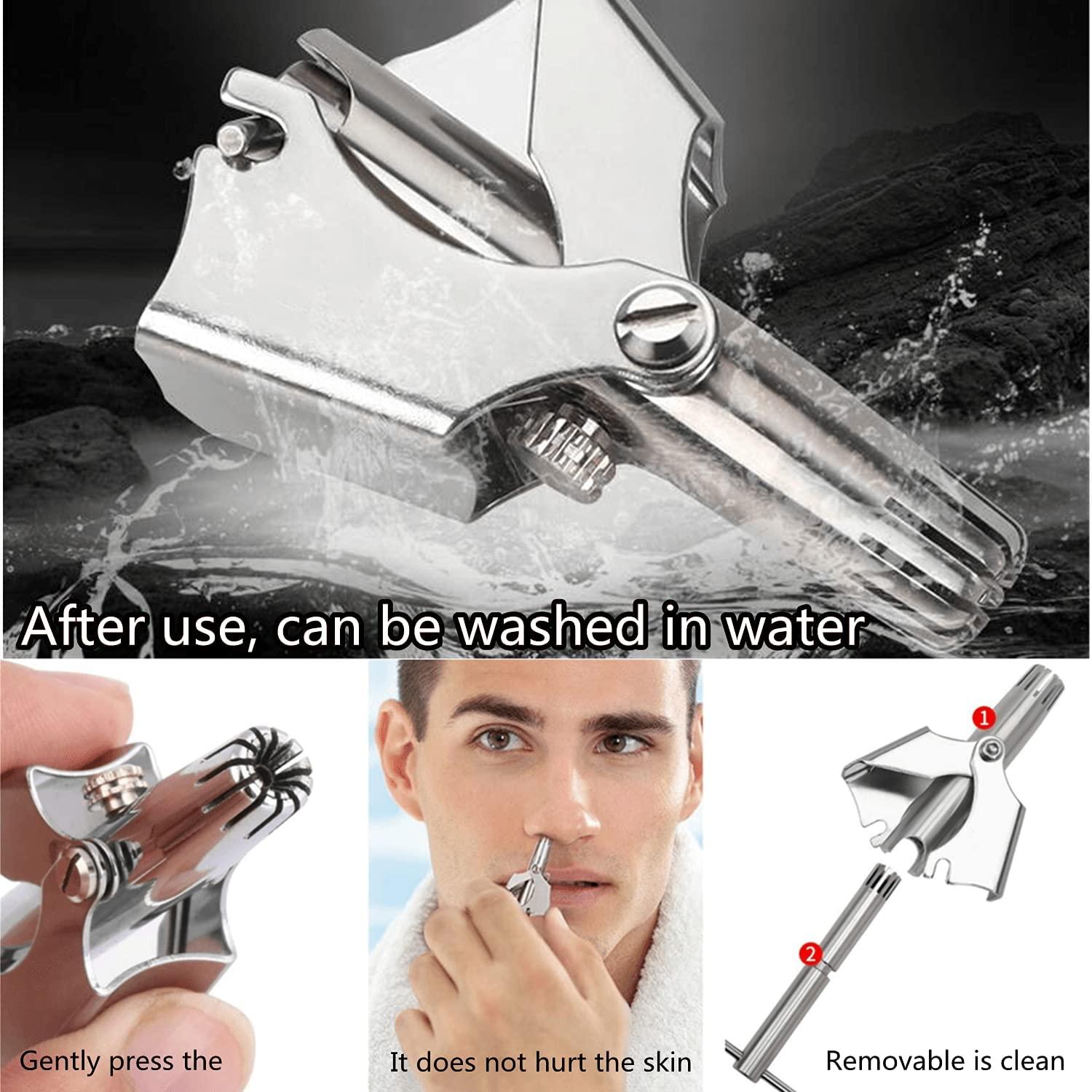 Ostin Ostin Ear and Nose Hair Trimmer for Men Manual/Rotary Trimming Machine, Painless Trimmer With Required Removable and Washable Brush (No Batteries Required)