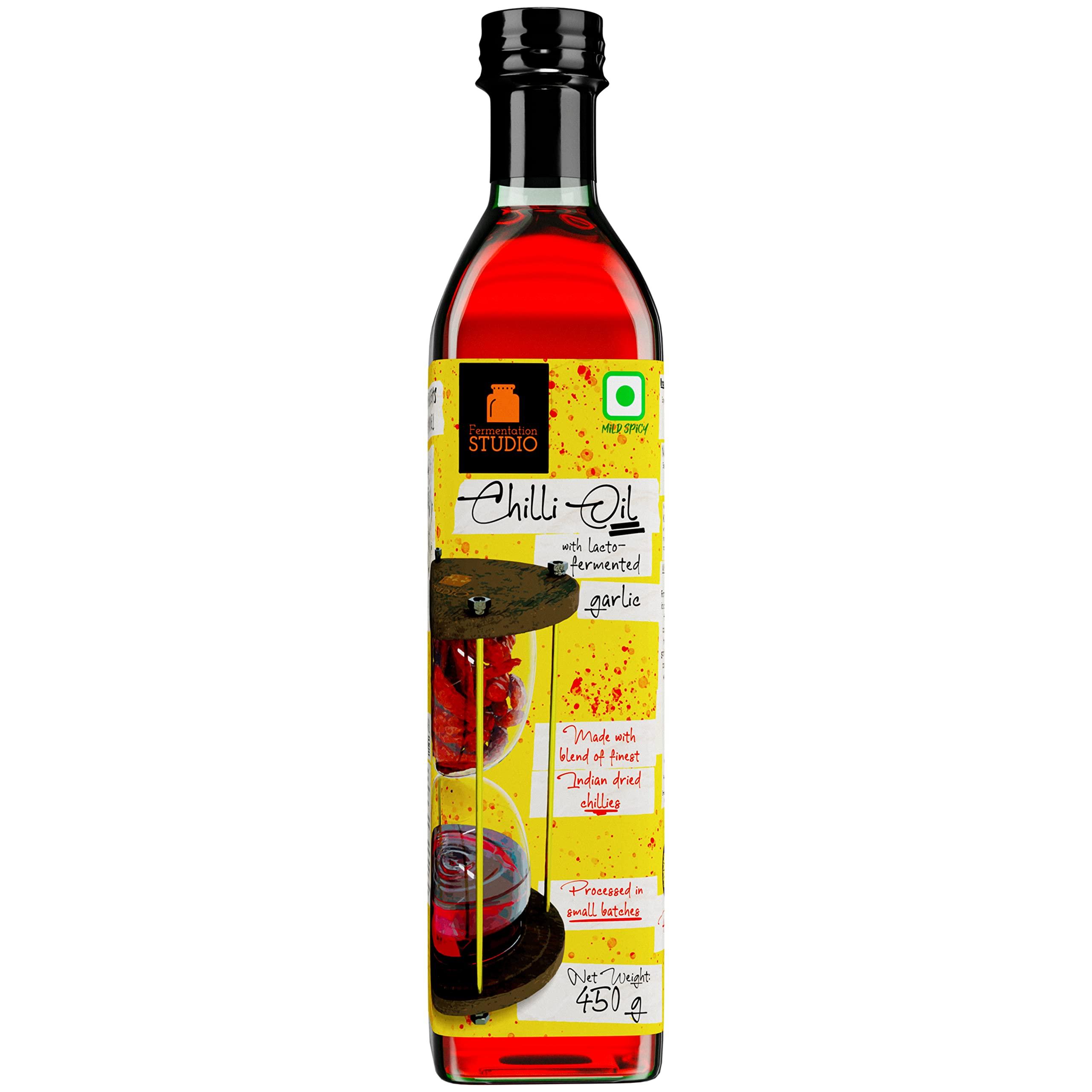 Fermentation Studio Fermentation Studio - Chilli Oil with Lacto-Fermented Garlic | 450g ~ 500mL | Made with Chillies, Garlic and Spices | Concentrated | Mild Spice | No Preservative, Artificial Flavors or Colors |