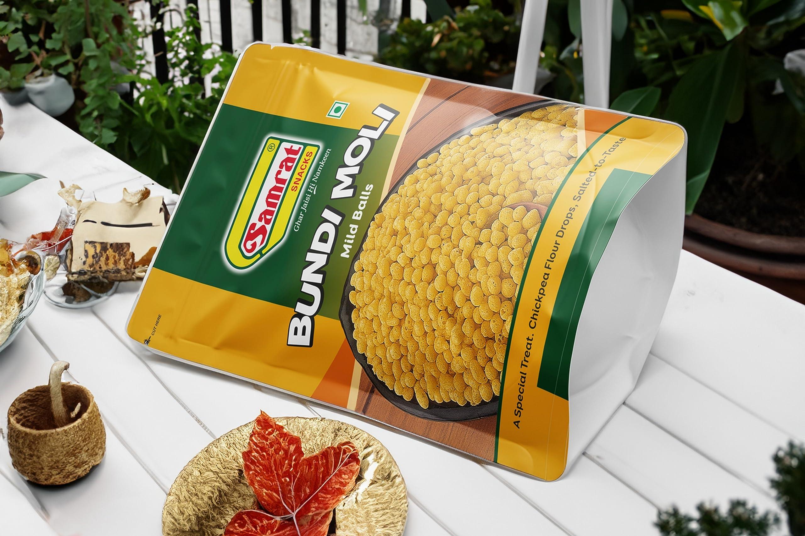 SAMRAT Samrat | Bundi Moli Mild Balls Magic of Crunchy & Crispy Namkeen for Chaat & Raita Snacks | Ghar Jaisi Hi Namkeen | (Pack of 2 (2 x 1.K.g))