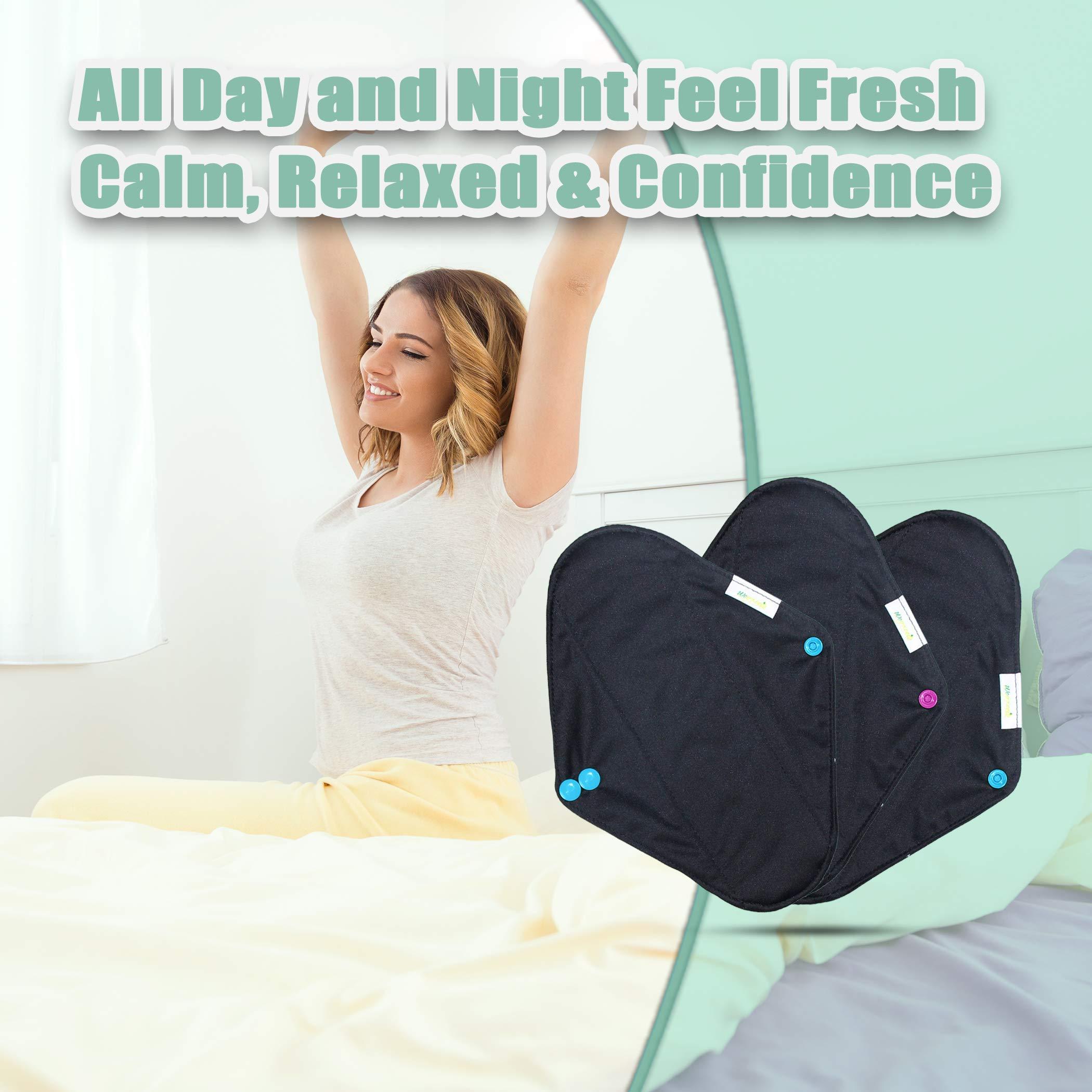 wegreeco Wegreeco Bamboo Reusable Sanitary Pads (Stylish Pattern) - Cloth Sanitary Pads | Light Incontinence Pads | Reusable Menstrual Pads - 6 Pack Pads, 1 Cloth Mini Wet Bag (Small, Flower 02)