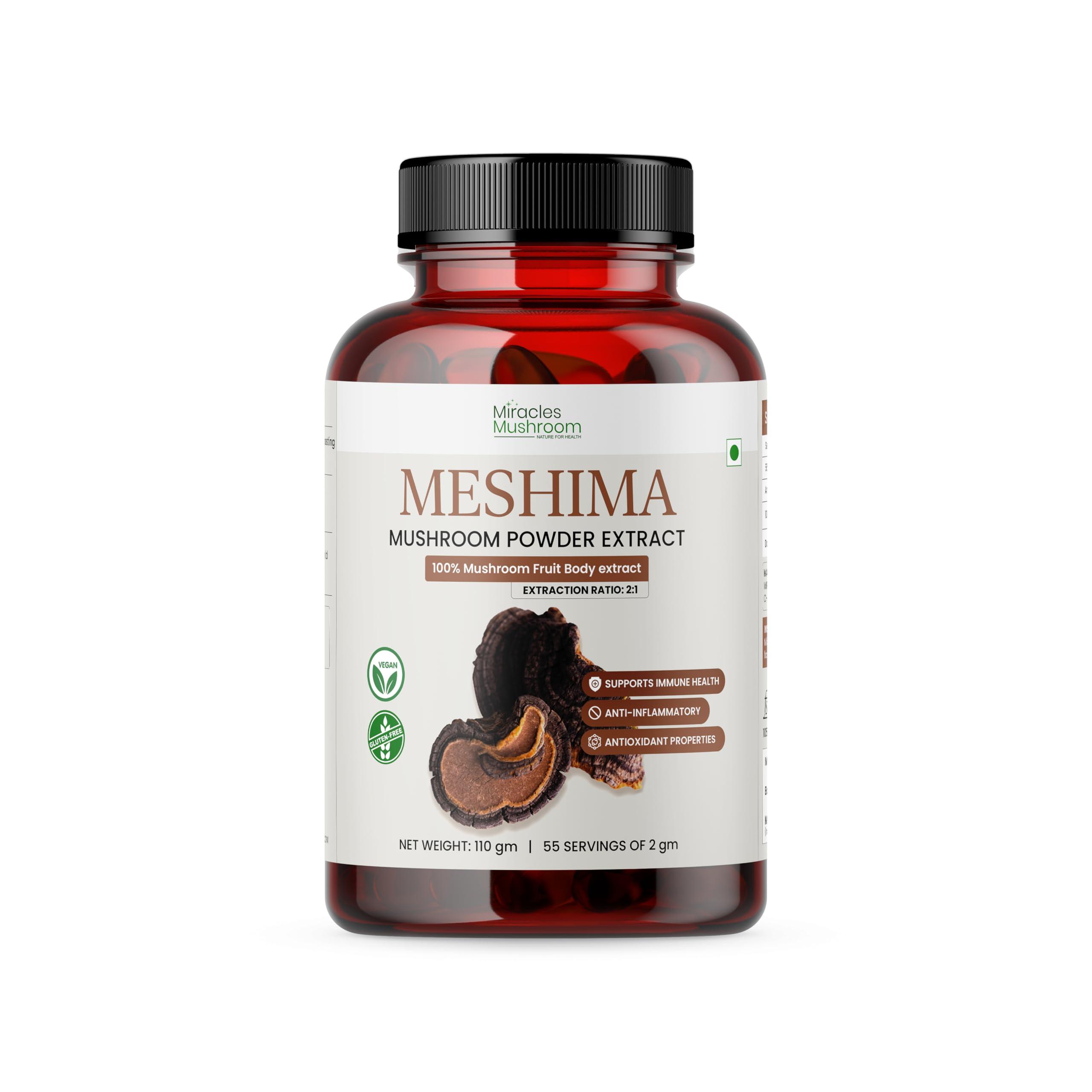 Miracles Mushroom Miracles Mushroom Meshima Mushroom Extract Powder,Immune Support, Anti-Inflammatory & Antioxidant, Strength 2:1, 55 Servings (110 gm)