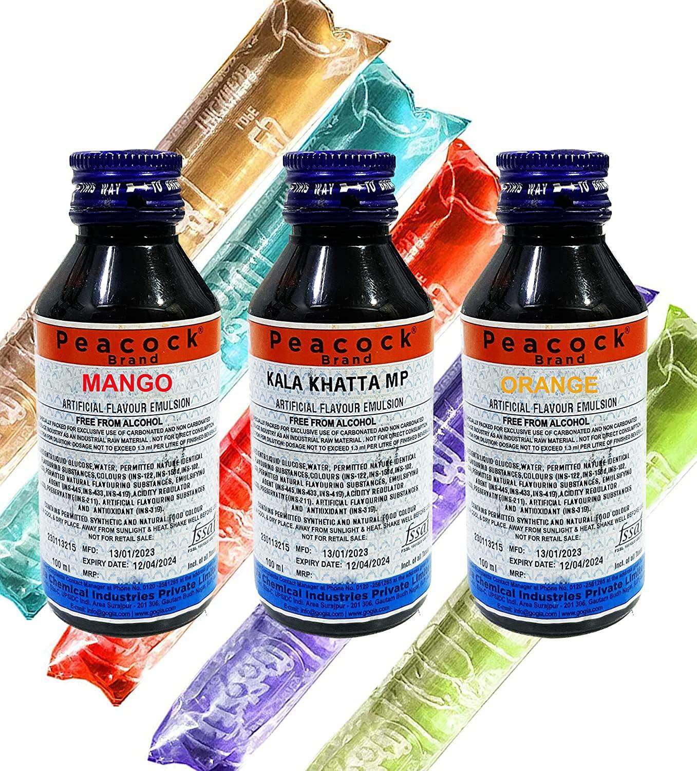 Awadh Pepcee Pepsi Making Flavour Combo of Mango, Orange, Kala Khatta Flavour Essence 100 ML Each Essence Making pepsi chuski and Ice Creams Liquid Food Essence (Pack of 3)