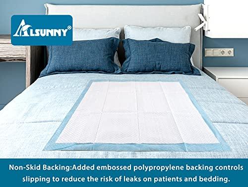 Alsunny Disposable Bed Pads 24"x 36" Non-Slip, Overnight Absorbency,Ultra Absorbent Disposable Underpad Incontinence Bed Pads Disposable for Incontinence, Furniture Protection or Pet Pads Large Size (38/Pack)