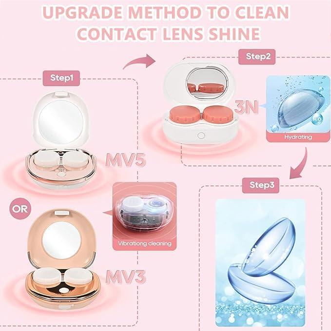 DREWIT STAR DREWIT STARMV5 Contact Lens Cleaner Machine, Portable Ultrasonic Contact Lens Cleaner with USB Charger, Fit Disposal Soft Lens, Colored Contact Lens, RGP Lens and OK Lens